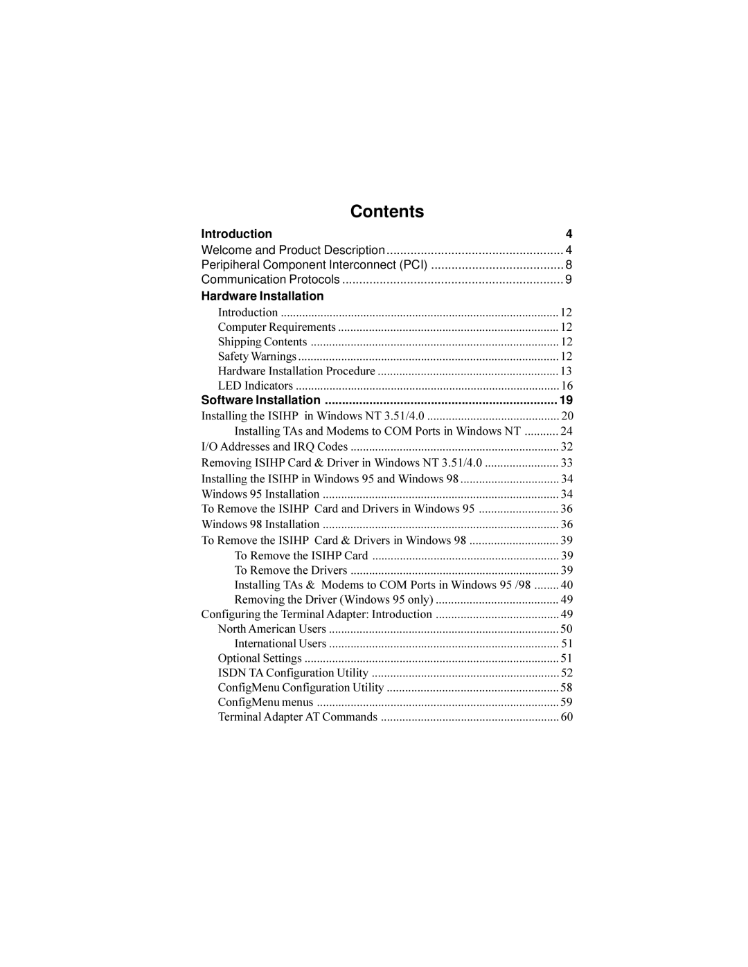 Multi-Tech Systems ISIHP-4U, ISIHP-4SD manual Contents 