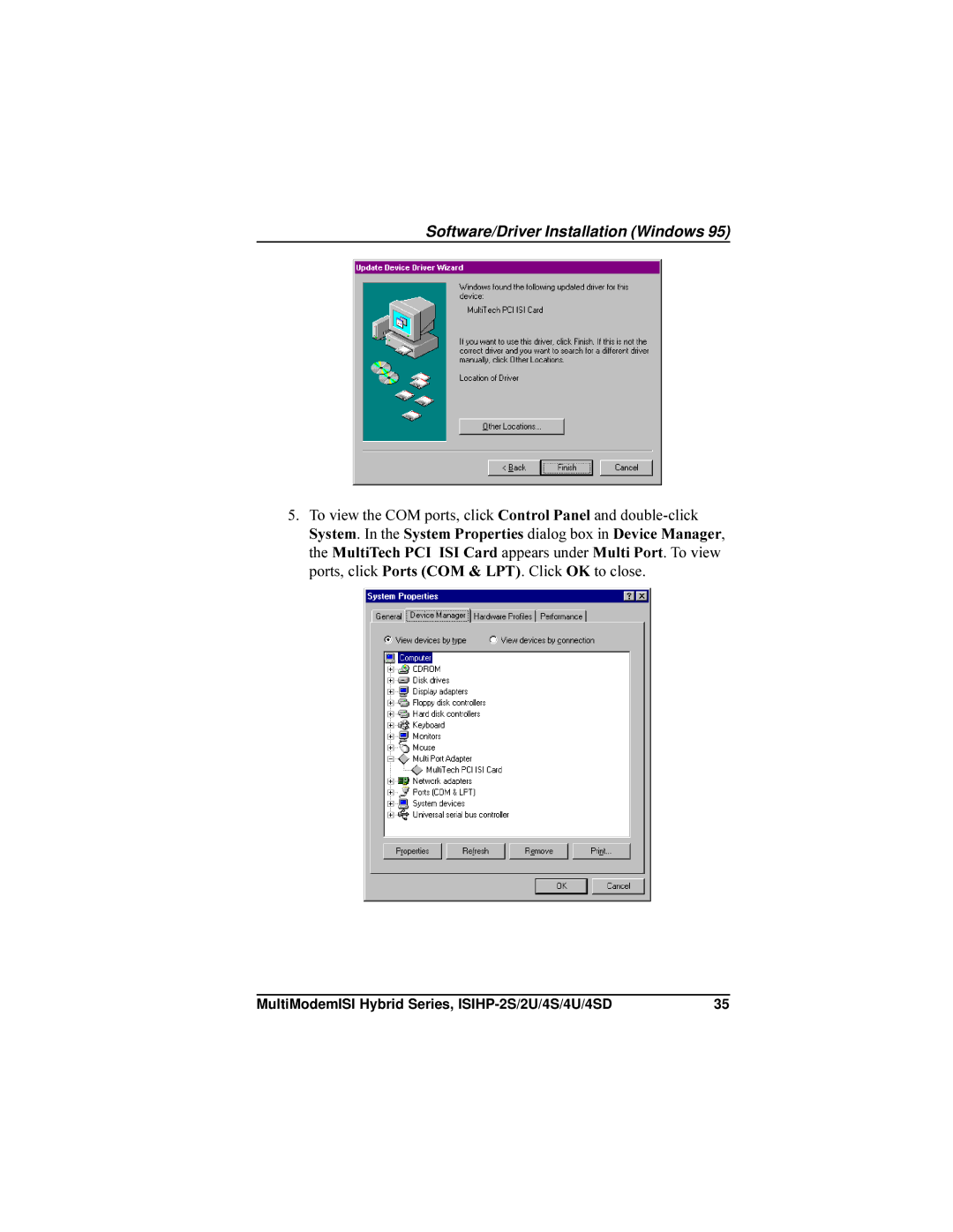 Multi-Tech Systems ISIHP-4SD, ISIHP-4U manual Software/Driver Installation Windows 