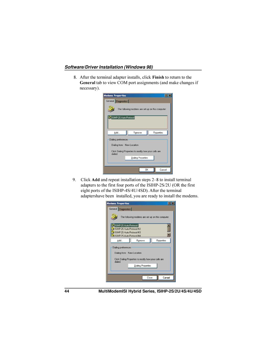 Multi-Tech Systems ISIHP-4SD, ISIHP-4U manual Software/Driver Installation Windows 