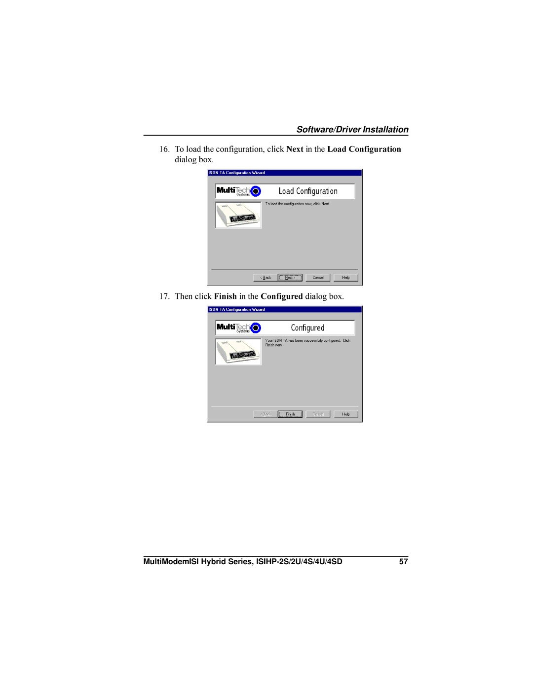 Multi-Tech Systems ISIHP-4U, ISIHP-4SD manual Software/Driver Installation 