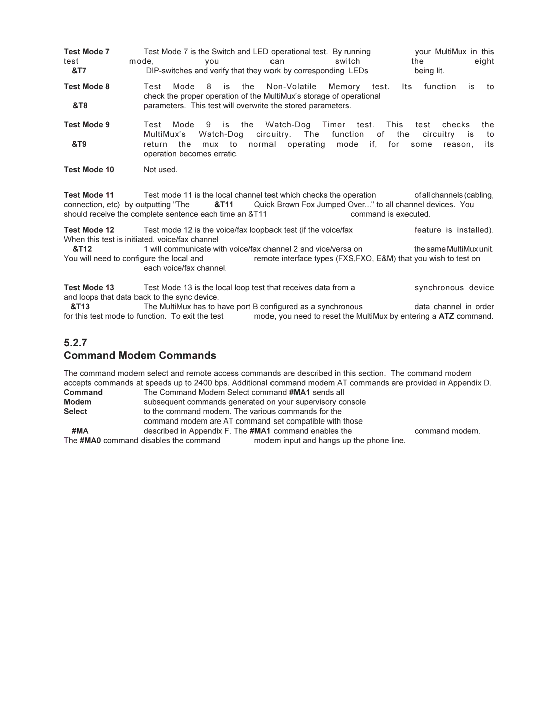 Multi-Tech Systems MMV1600 owner manual Command Modem Commands, T11, T12 