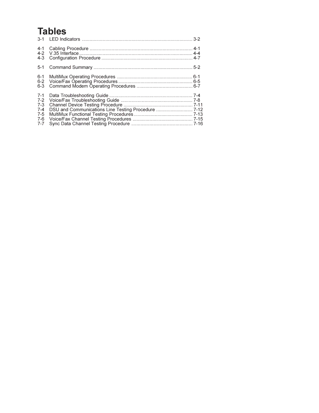 Multi-Tech Systems MMV1600 owner manual Tables 