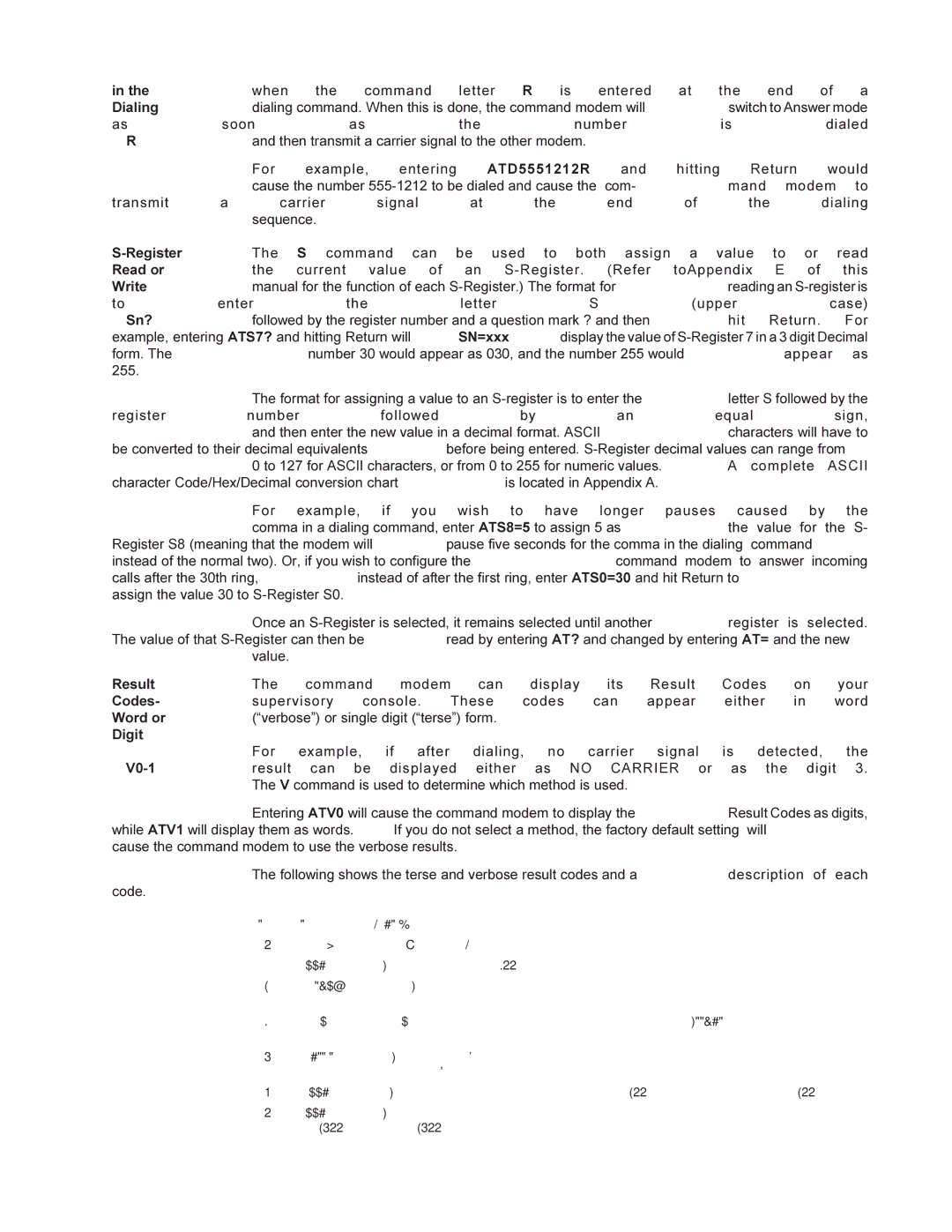 Multi-Tech Systems MMV1600 owner manual ATD5551212R, Register, Read or, Write, Result, Codes, Word or, Digit, V0-1 