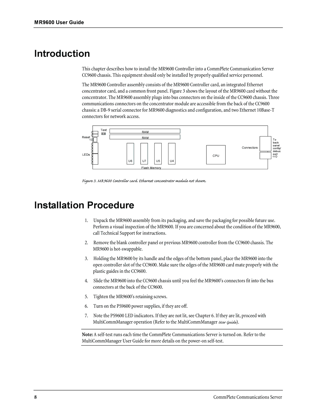 Multi-Tech Systems MR9600 manual Introduction, Installation Procedure 