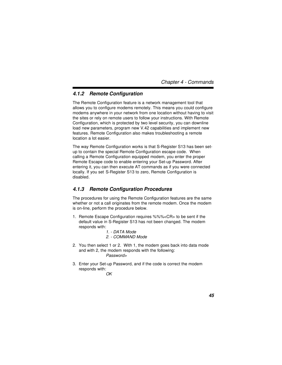 Multi-Tech Systems MT2834BR, MT2834BLR manual Remote Configuration Procedures 