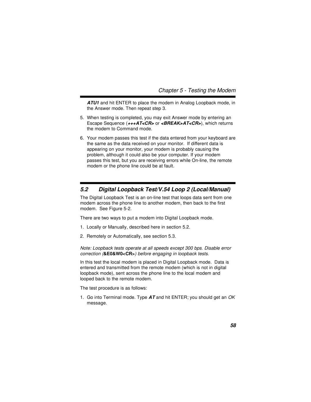 Multi-Tech Systems MT2834BLR, MT2834BR manual Digital Loopback Test/V.54 Loop 2 Local/Manual 