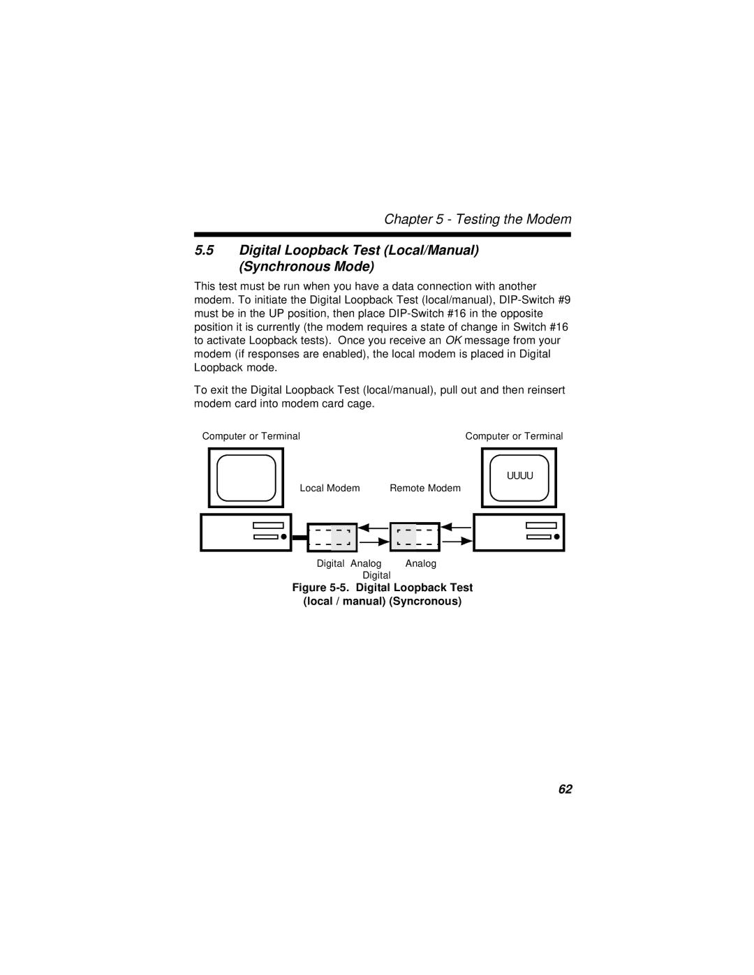 Multi-Tech Systems MT2834BLR, MT2834BR manual Digital Loopback Test Local/Manual Synchronous Mode 