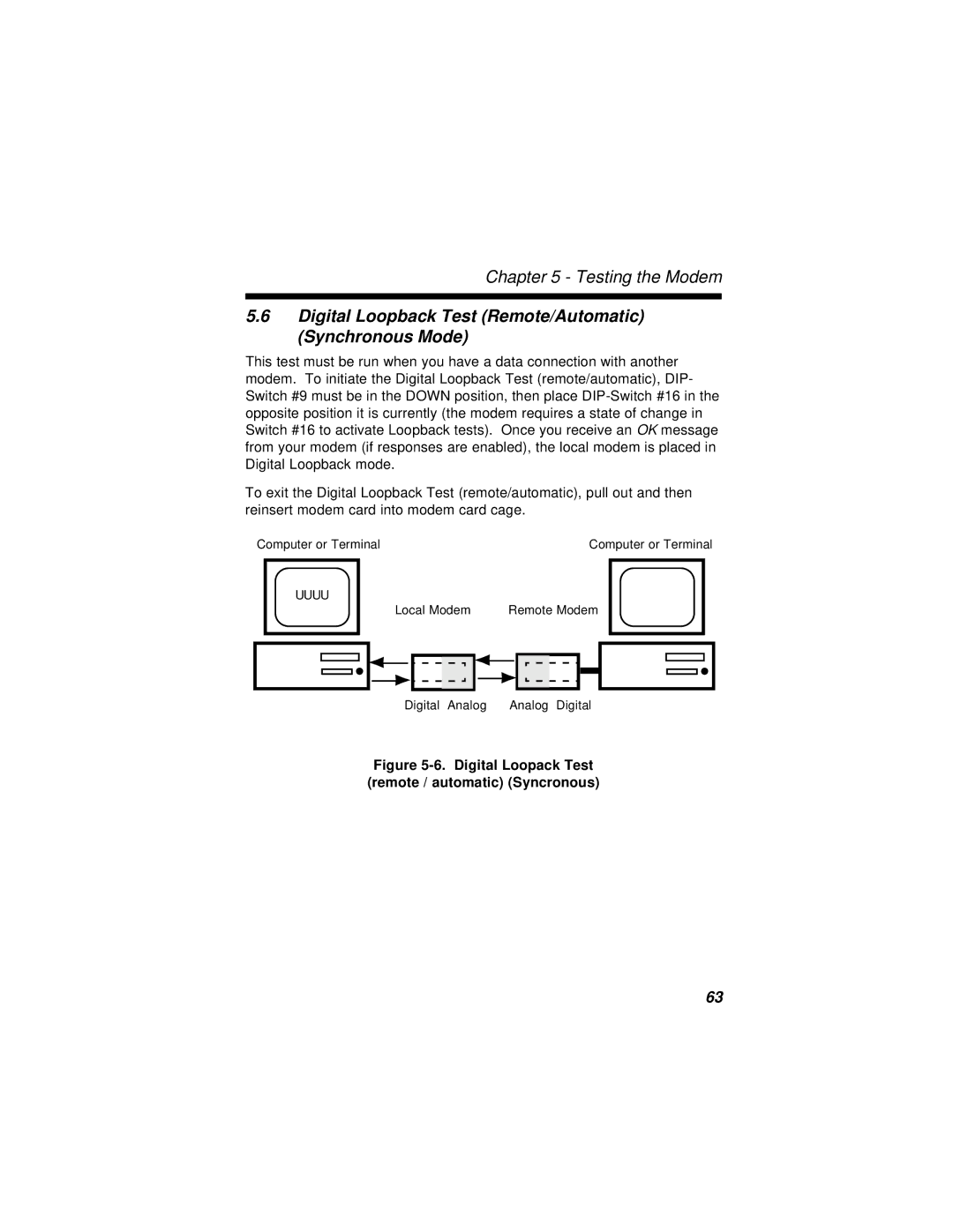 Multi-Tech Systems MT2834BR, MT2834BLR manual Digital Loopback Test Remote/Automatic Synchronous Mode 