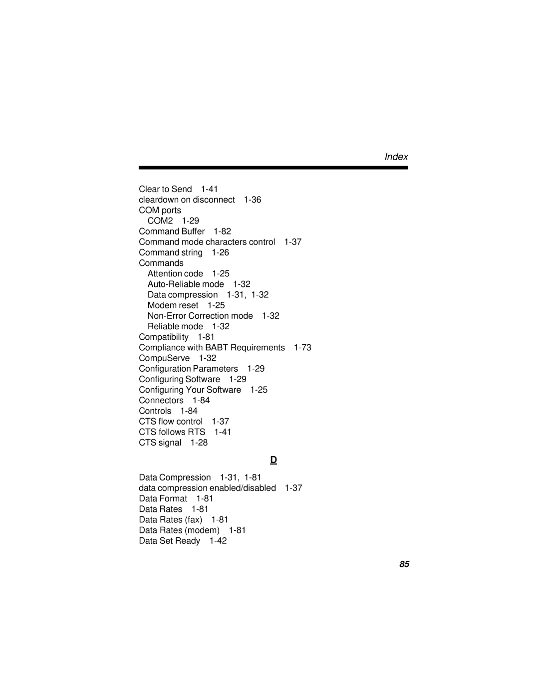 Multi-Tech Systems MT2834BR, MT2834BLR manual Index 