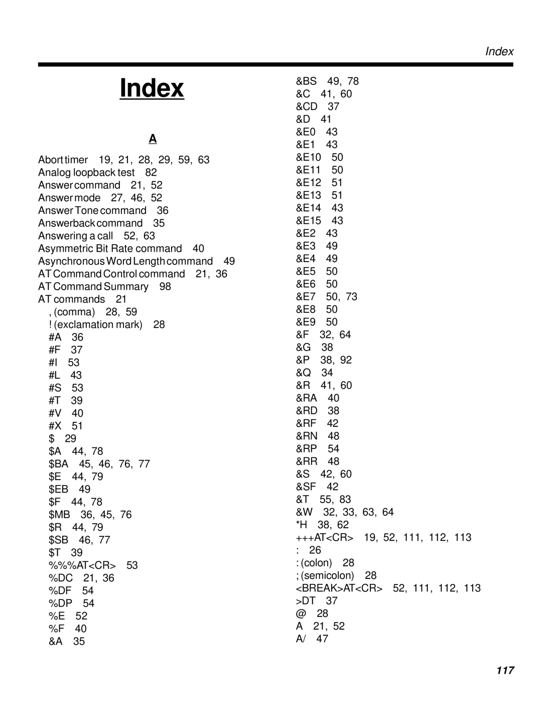 Multi-Tech Systems MT2834MR6 manual Index 