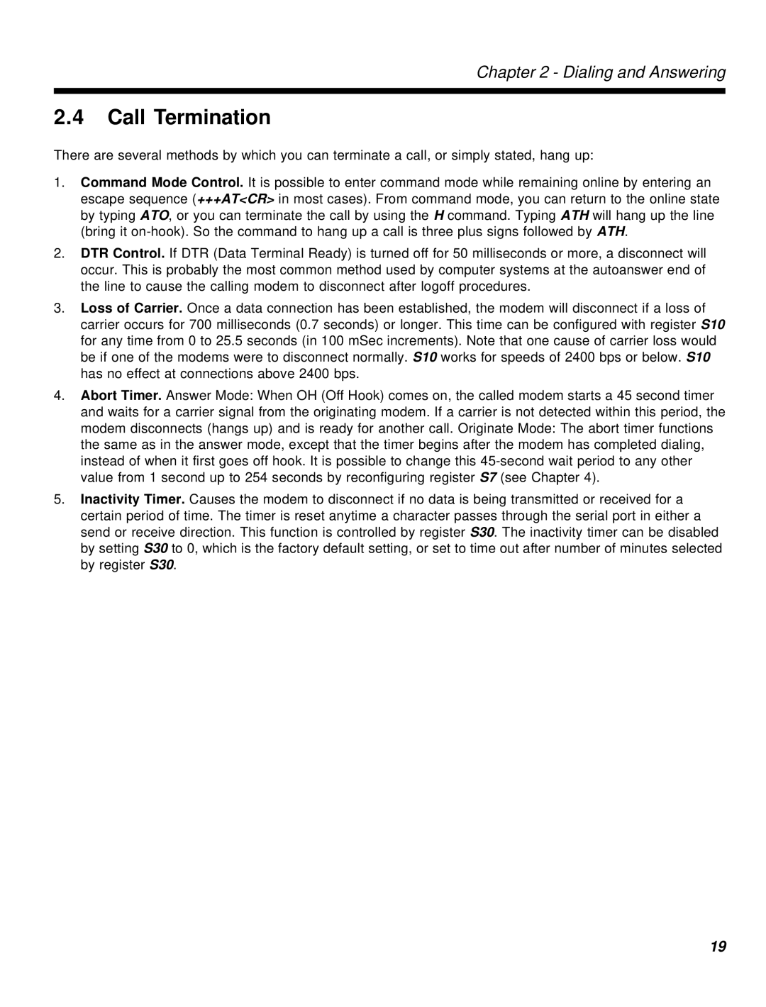 Multi-Tech Systems MT2834MR6 manual Call Termination 