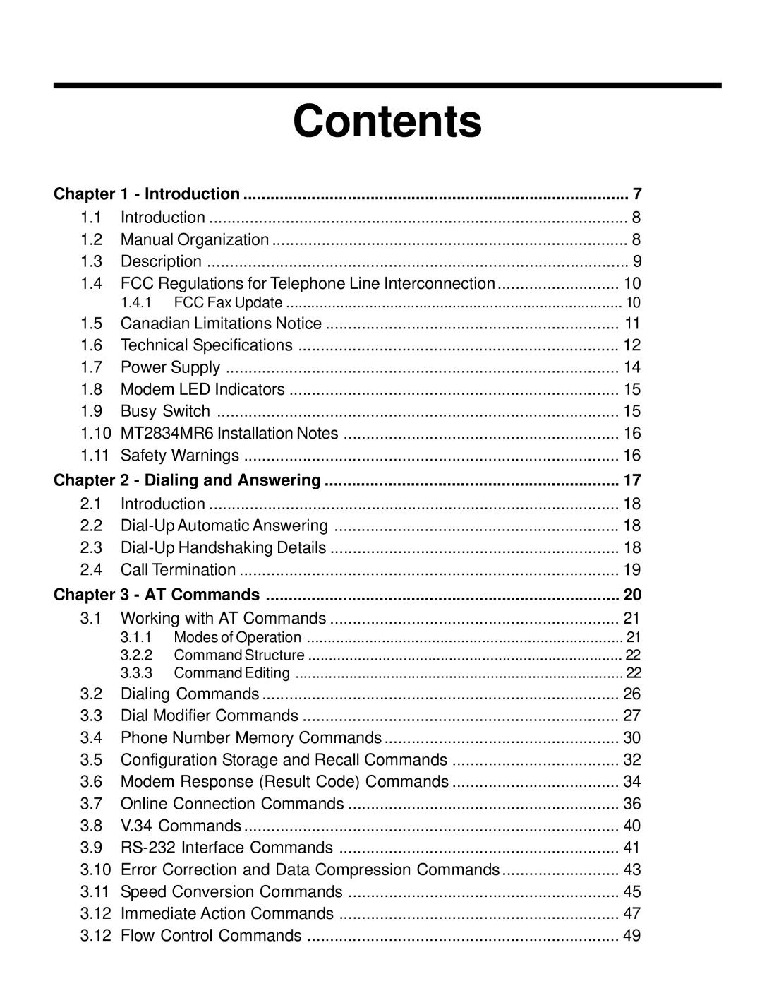 Multi-Tech Systems MT2834MR6 manual Contents 