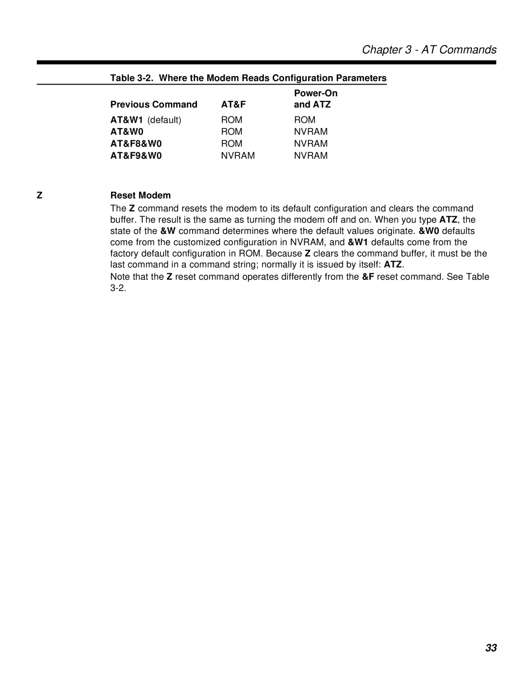 Multi-Tech Systems MT2834MR6 manual Atz, AT&W1 default, AT&F8&W0, AT&F9&W0 