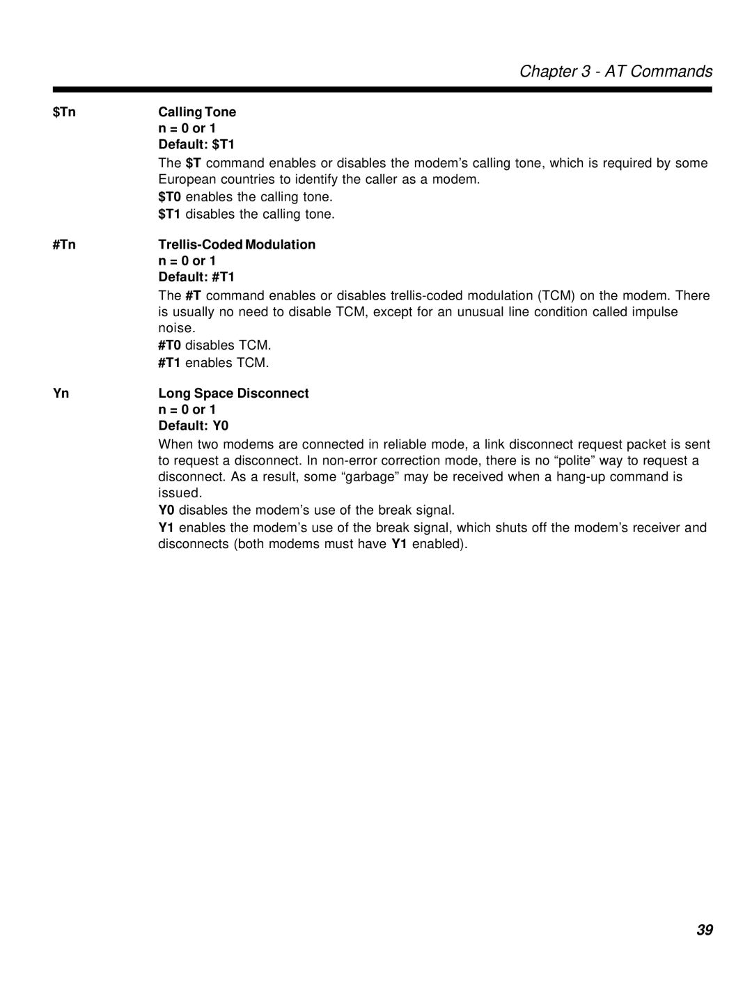 Multi-Tech Systems MT2834MR6 manual Noise, #T0 disables TCM, #T1 enables TCM, Default Y0, Issued 