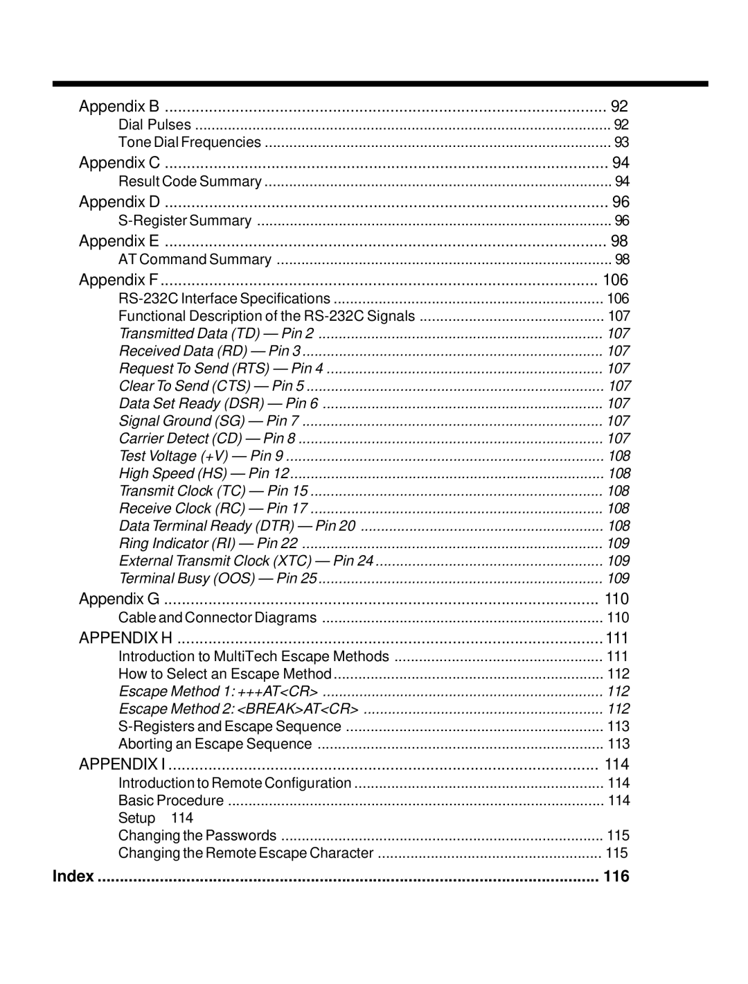 Multi-Tech Systems MT2834MR6 manual Index 116 