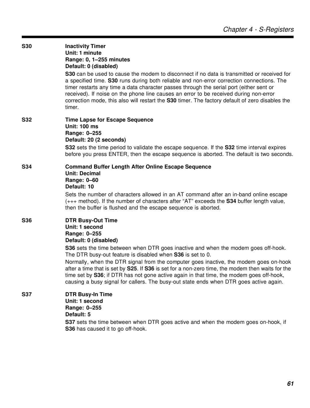 Multi-Tech Systems MT2834MR6 manual Registers 