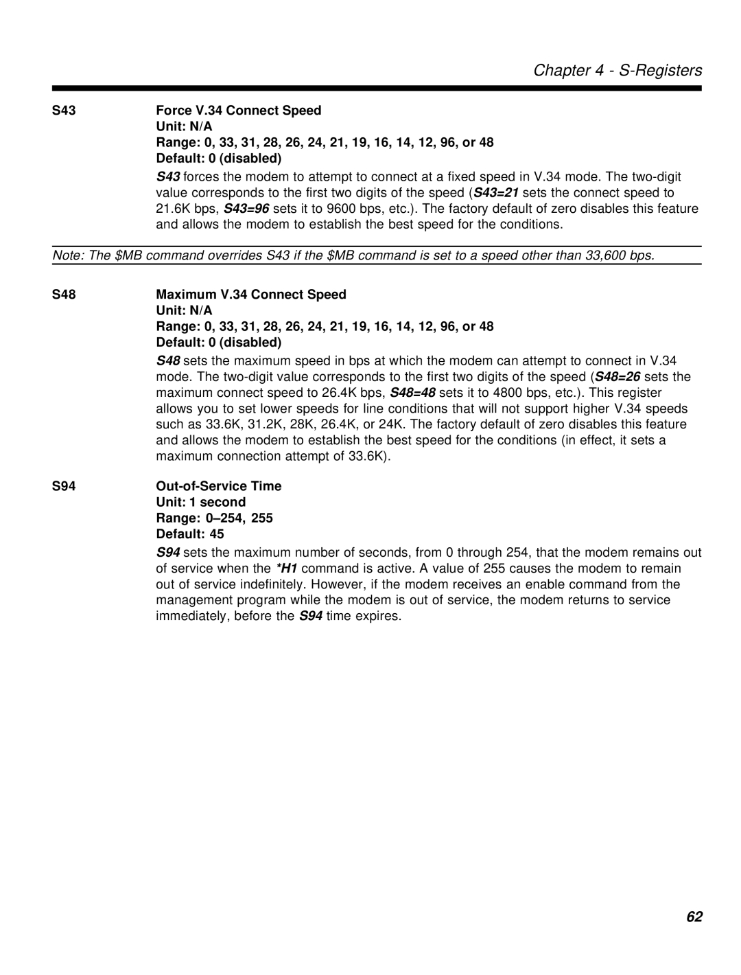 Multi-Tech Systems MT2834MR6 manual Registers 