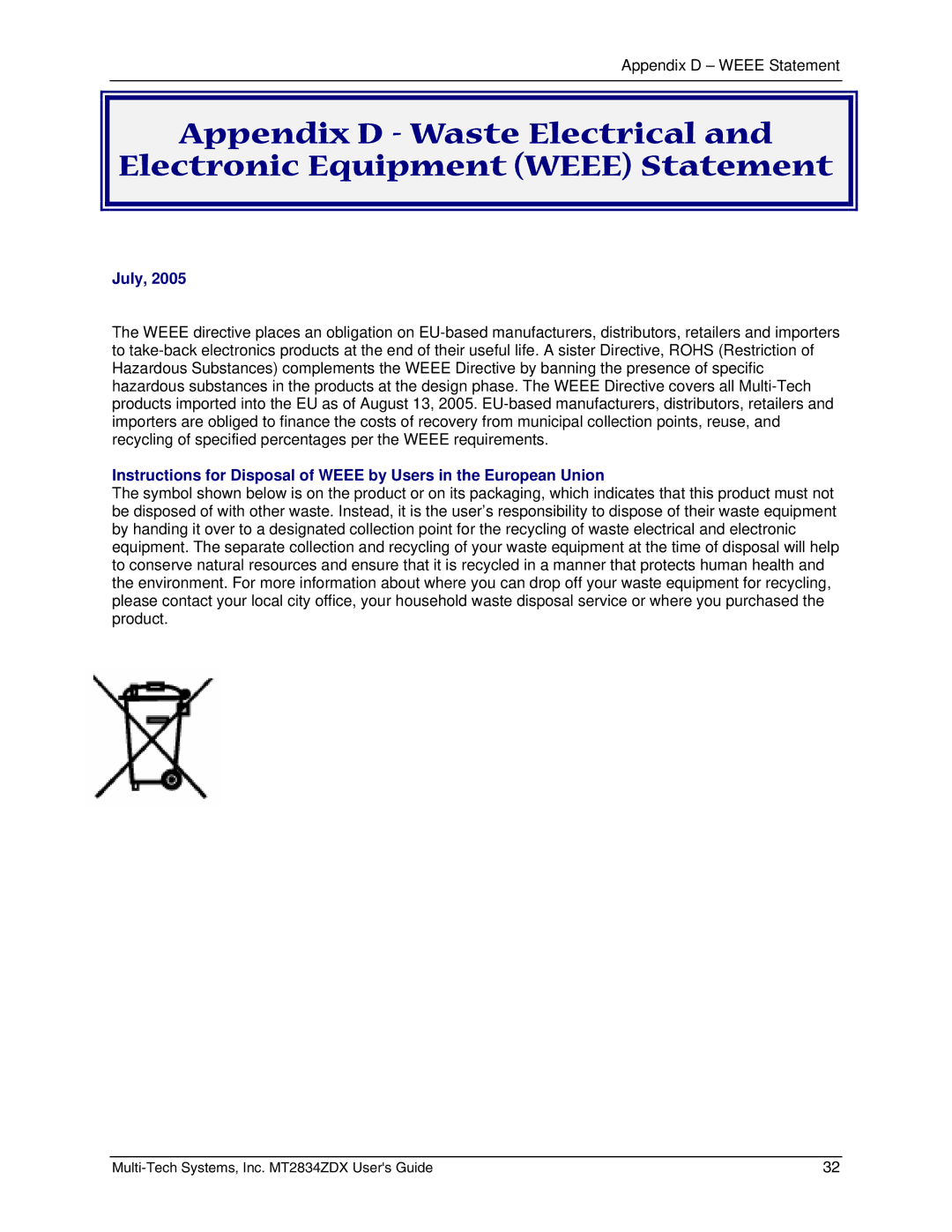 Multi-Tech Systems MT2834ZDX manual July 