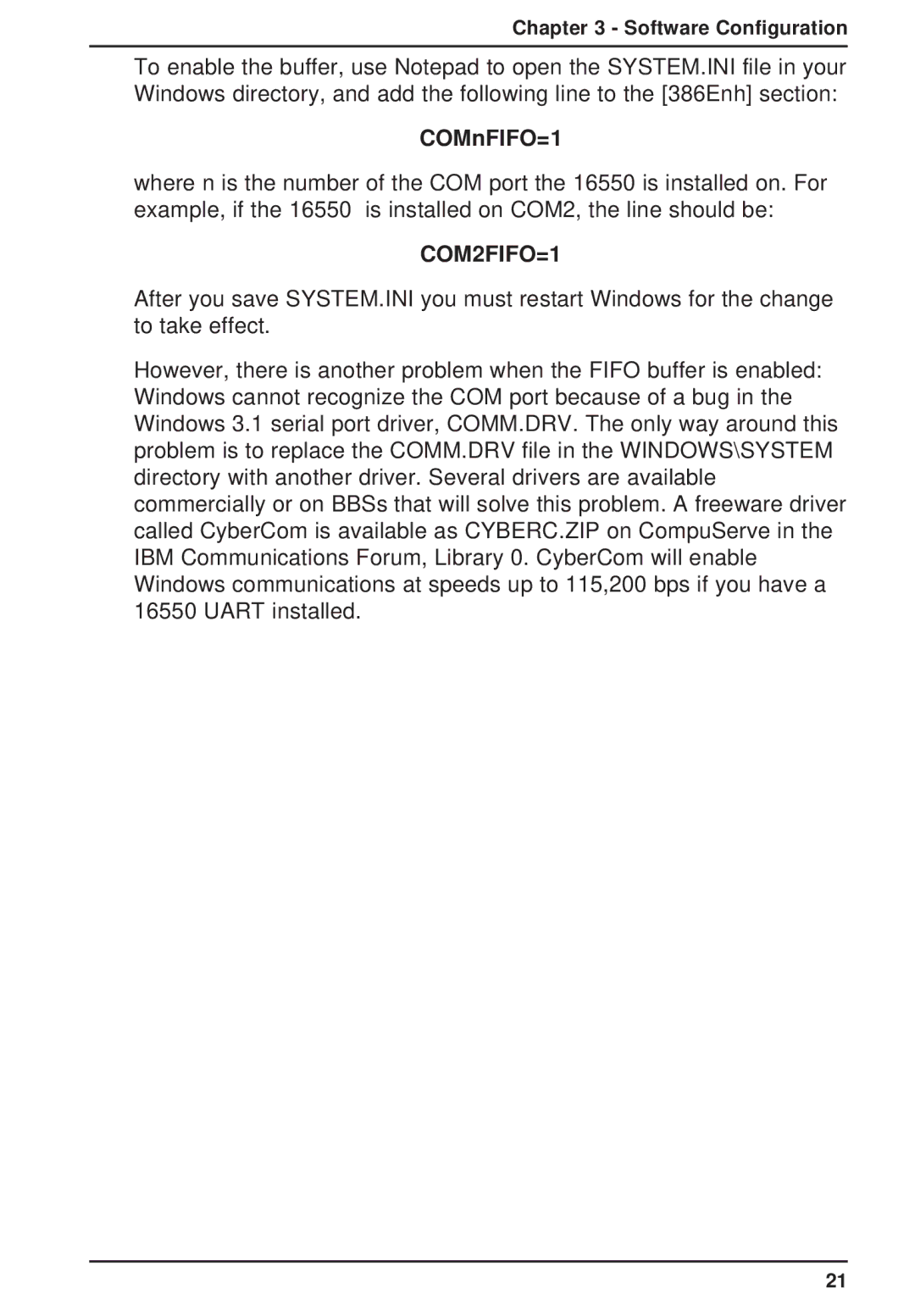 Multi-Tech Systems MT2834ZPX owner manual COMnFIFO=1, COM2FIFO=1 