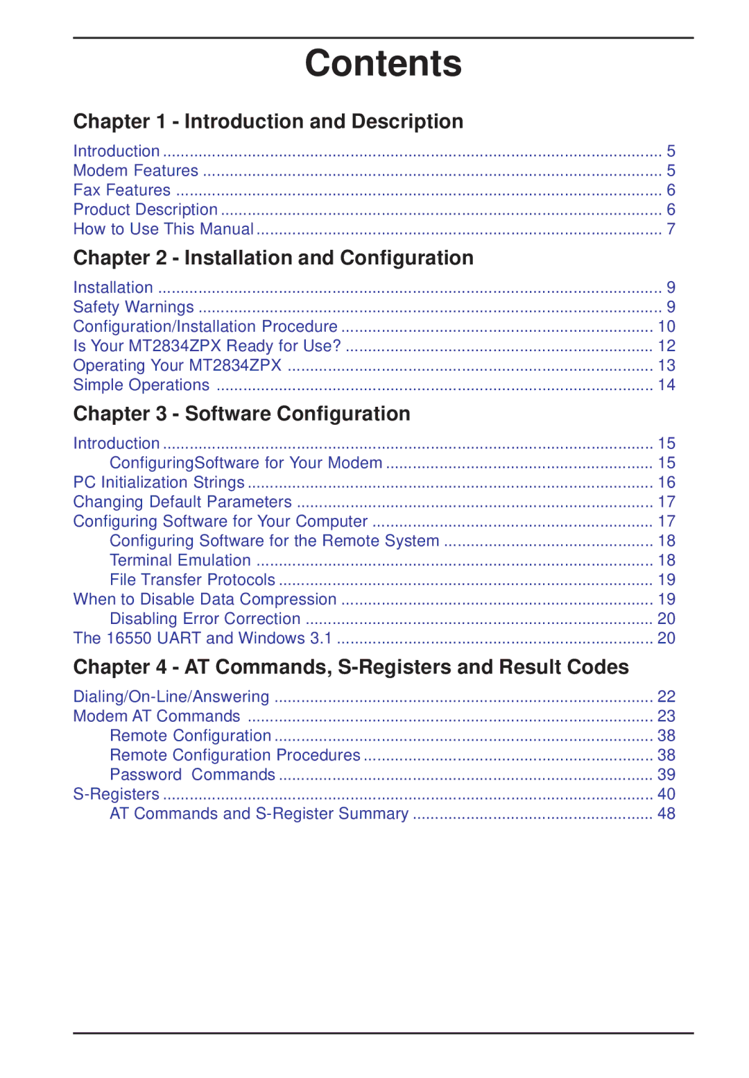 Multi-Tech Systems MT2834ZPX owner manual Contents 