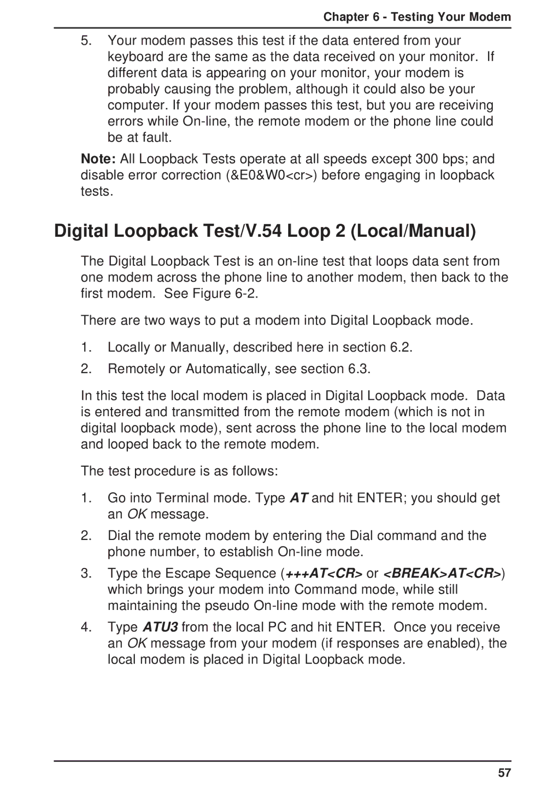 Multi-Tech Systems MT2834ZPX owner manual Digital Loopback Test/V.54 Loop 2 Local/Manual 