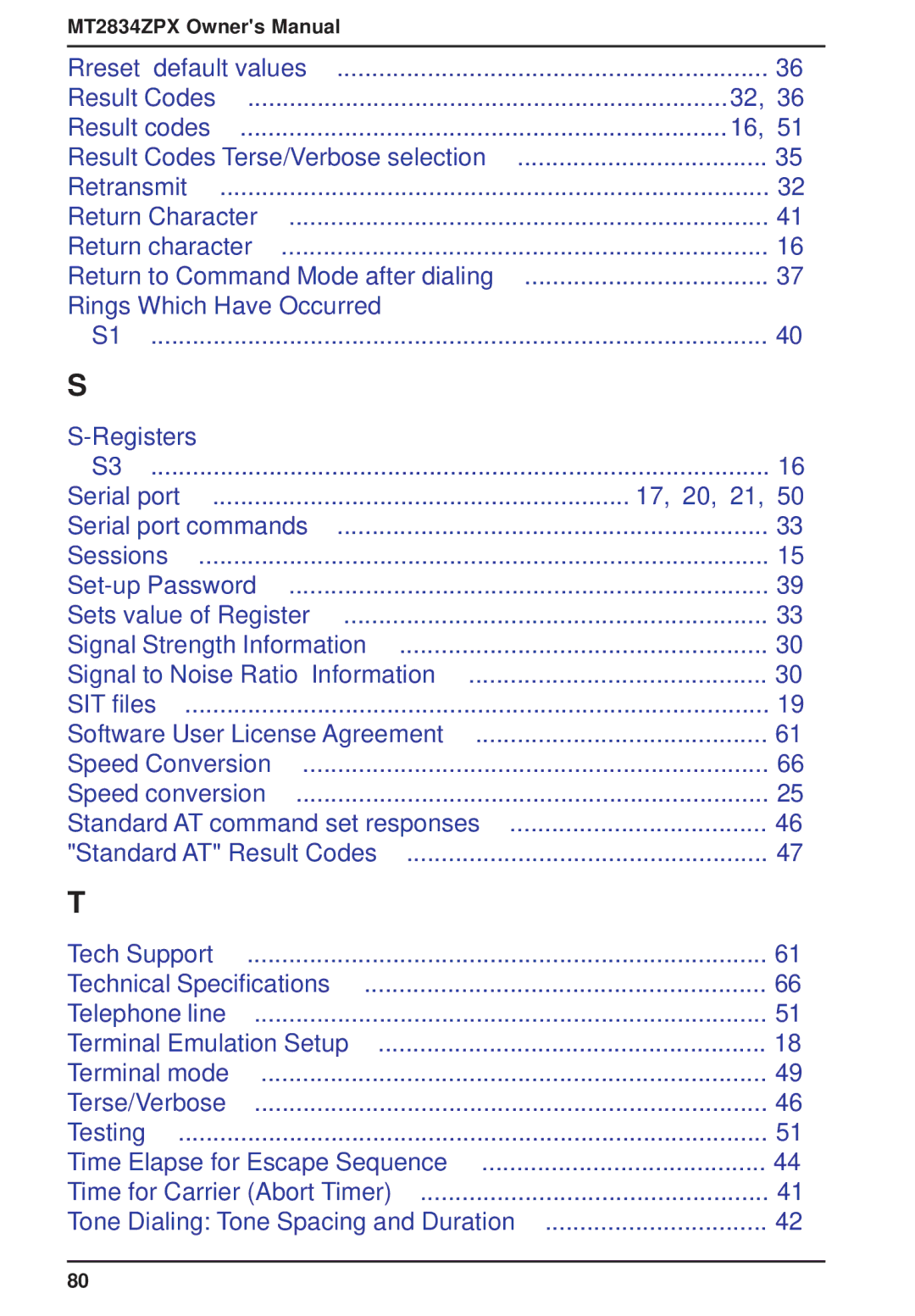 Multi-Tech Systems MT2834ZPX owner manual Rings Which Have Occurred Registers Serial port 17, 20, 21 