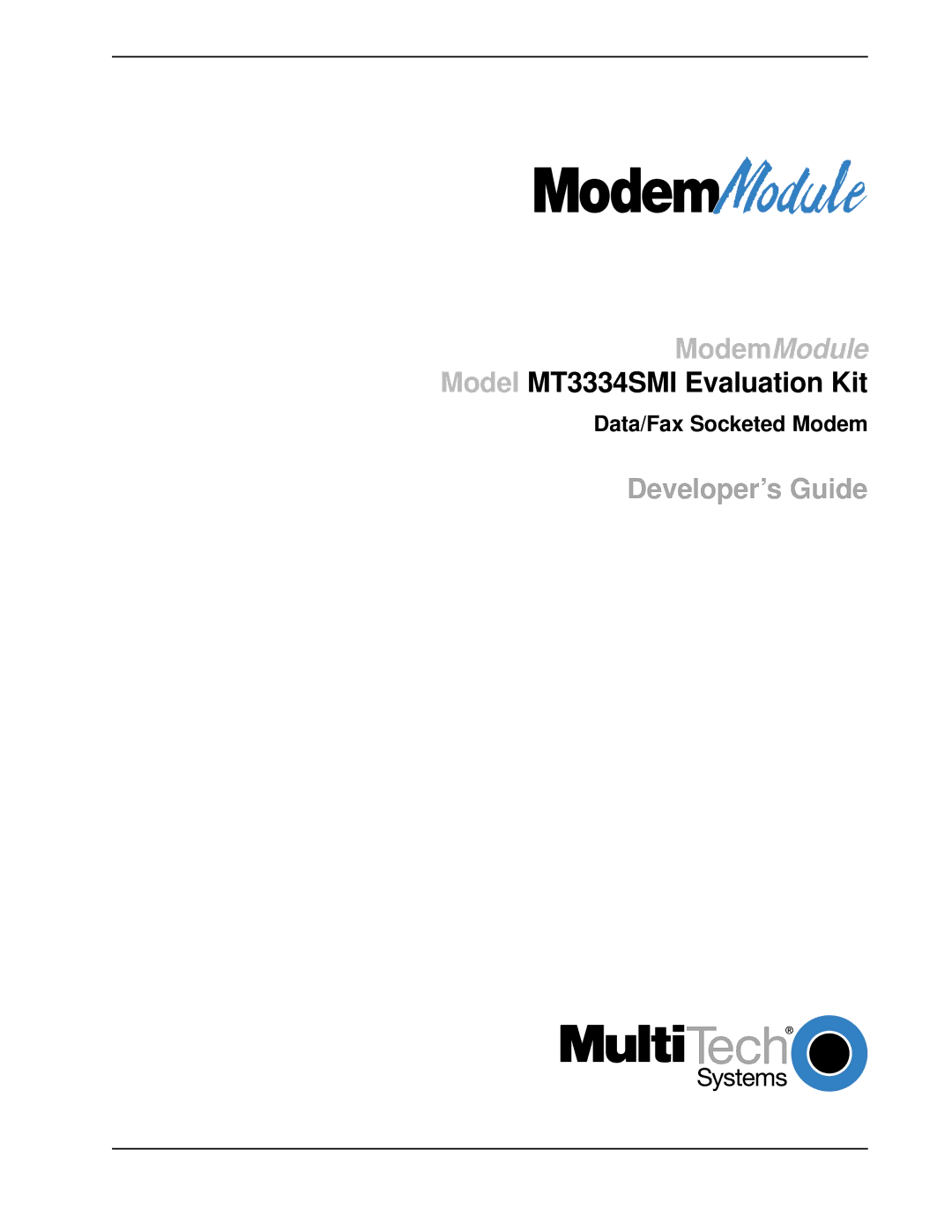 Multi-Tech Systems manual Model MT3334SMI Evaluation Kit, Data/Fax Socketed Modem 