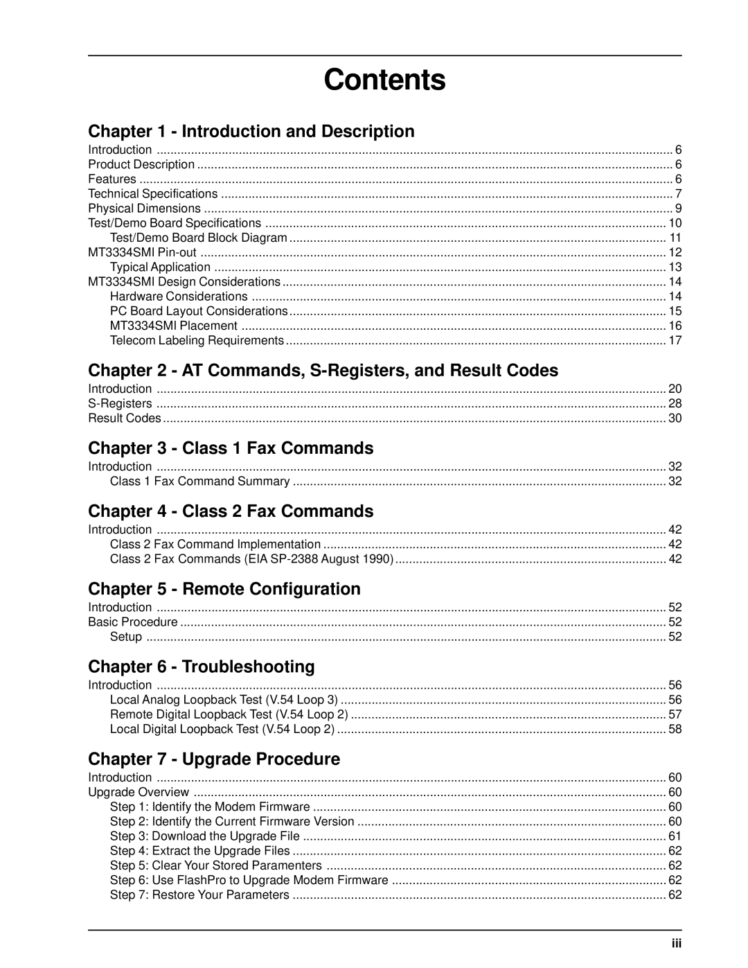 Multi-Tech Systems MT3334SMI manual Contents 