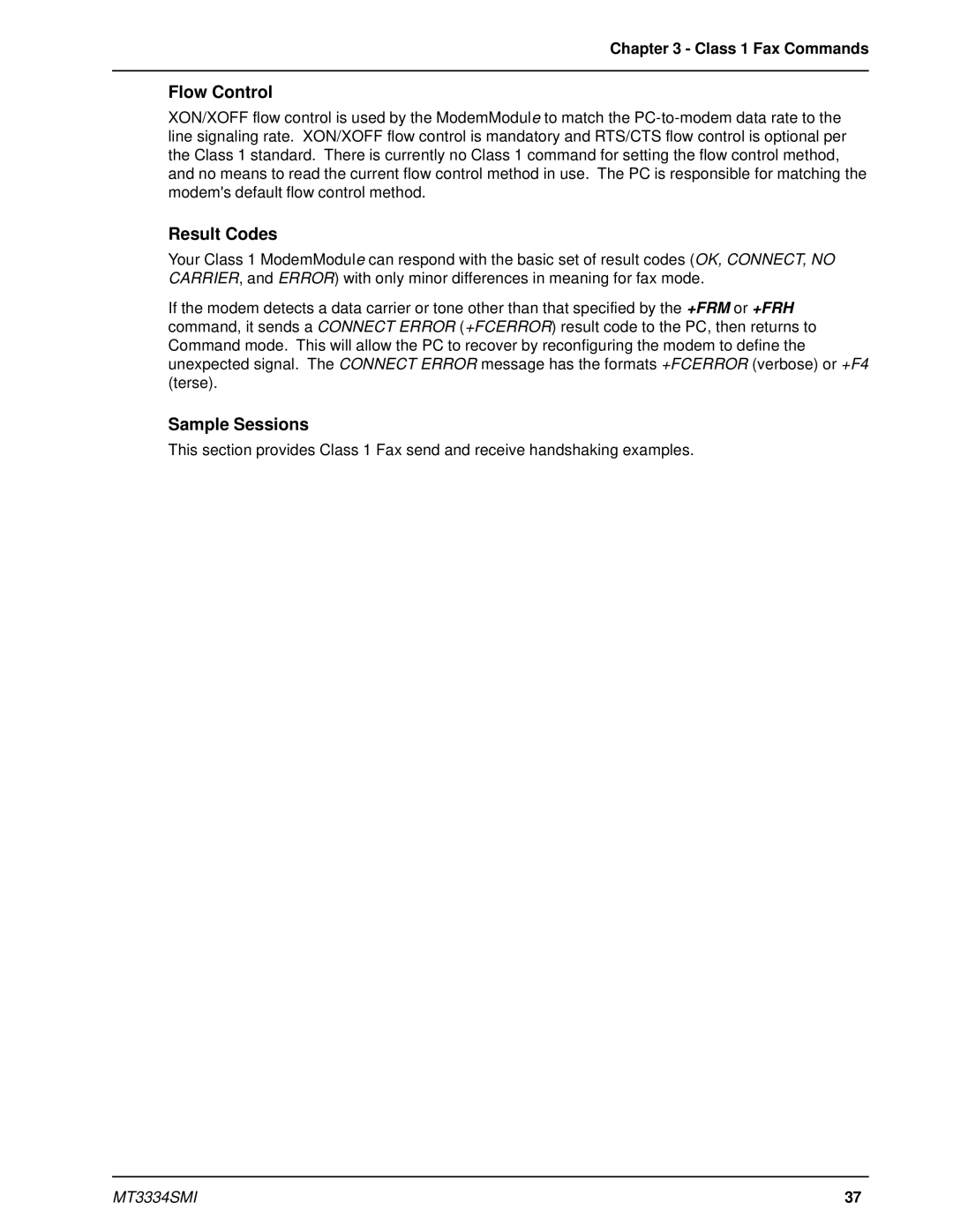 Multi-Tech Systems MT3334SMI manual Flow Control, Result Codes, Sample Sessions 