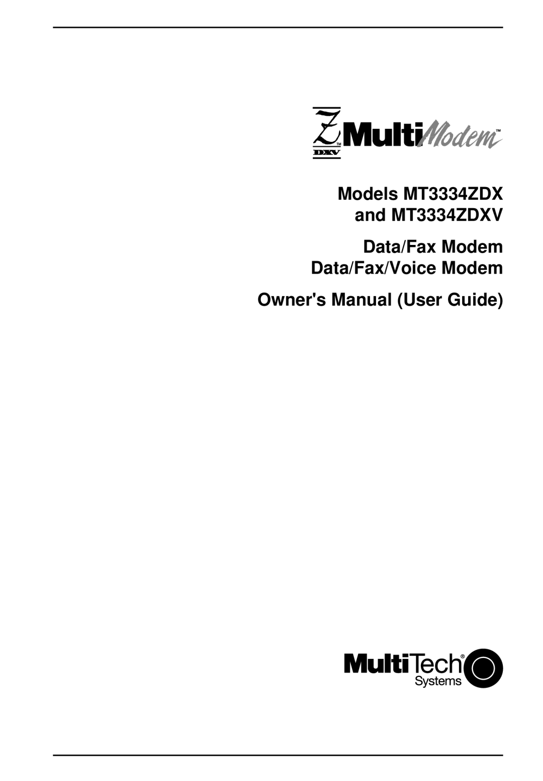 Multi-Tech Systems MT3334ZDXV owner manual 