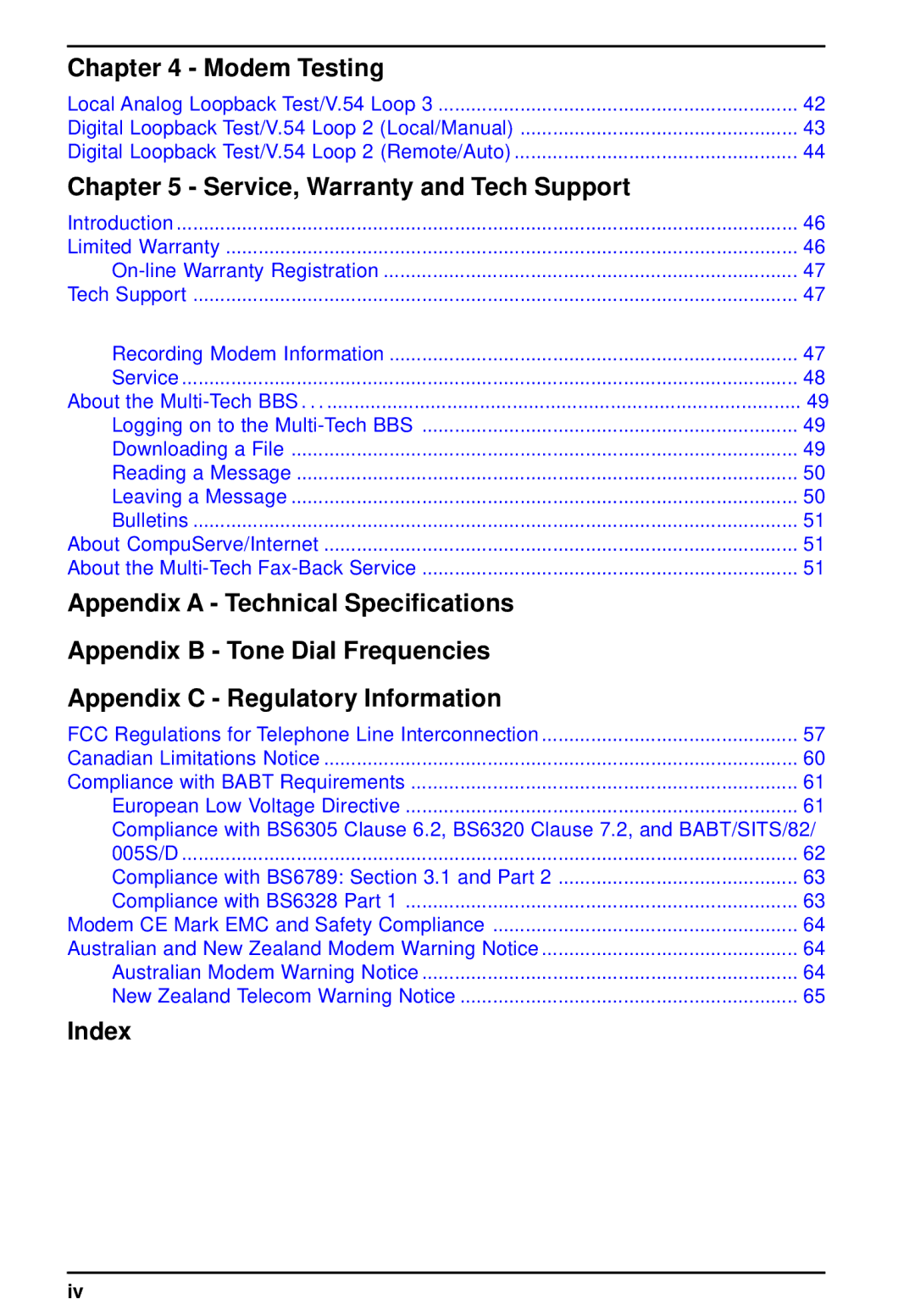 Multi-Tech Systems MT3334ZDXV owner manual Index 