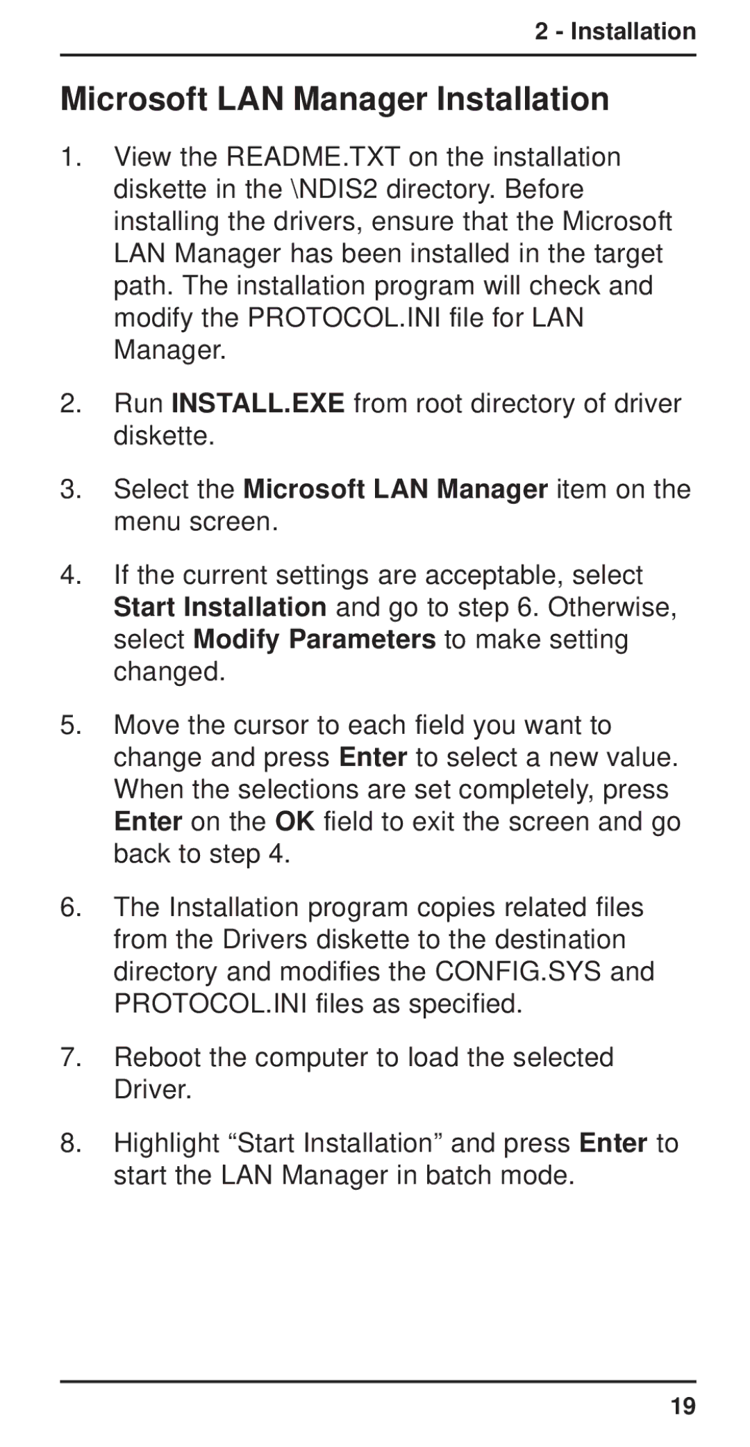 Multi-Tech Systems MT3410ZLX-T/2 owner manual Microsoft LAN Manager Installation 