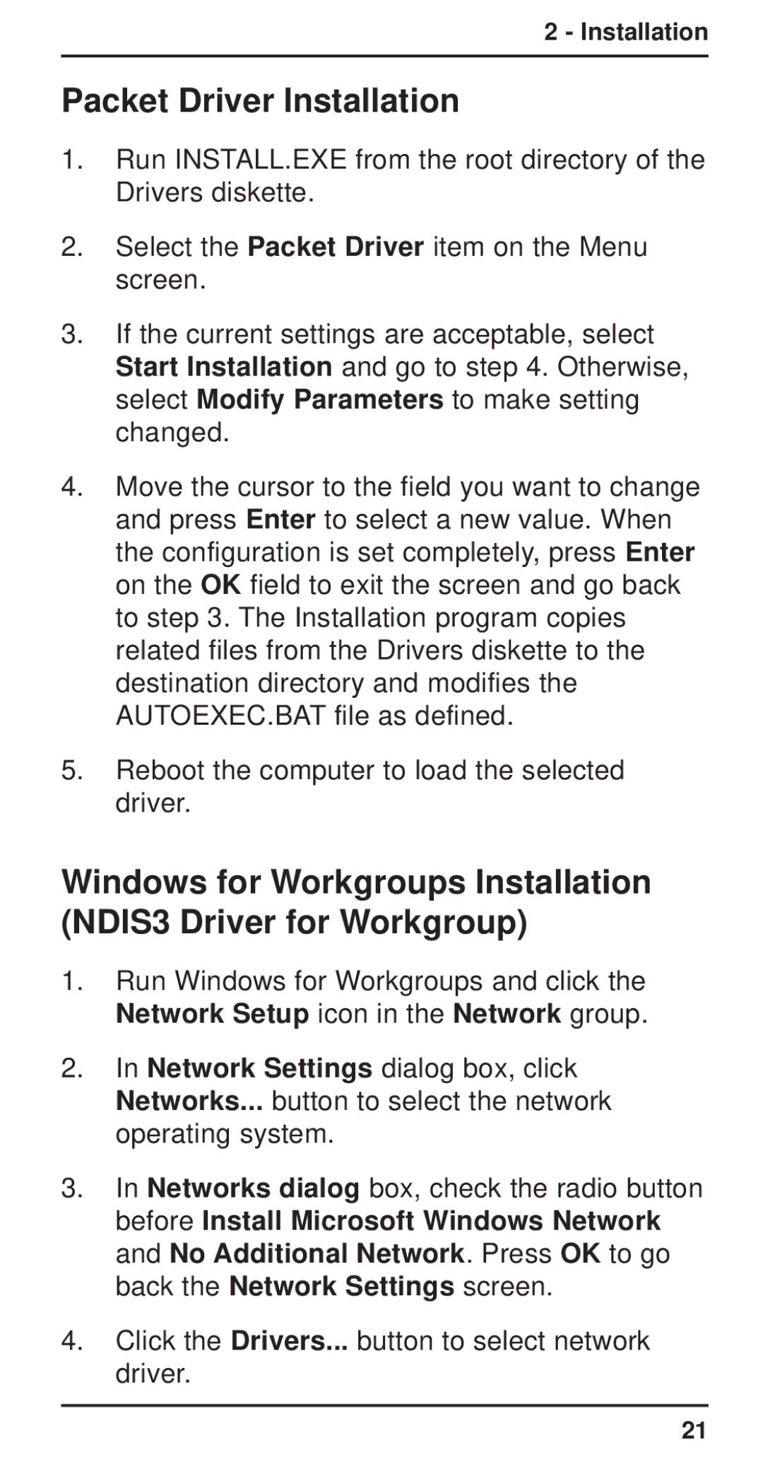 Multi-Tech Systems MT3410ZLX-T/2 owner manual Packet Driver Installation 