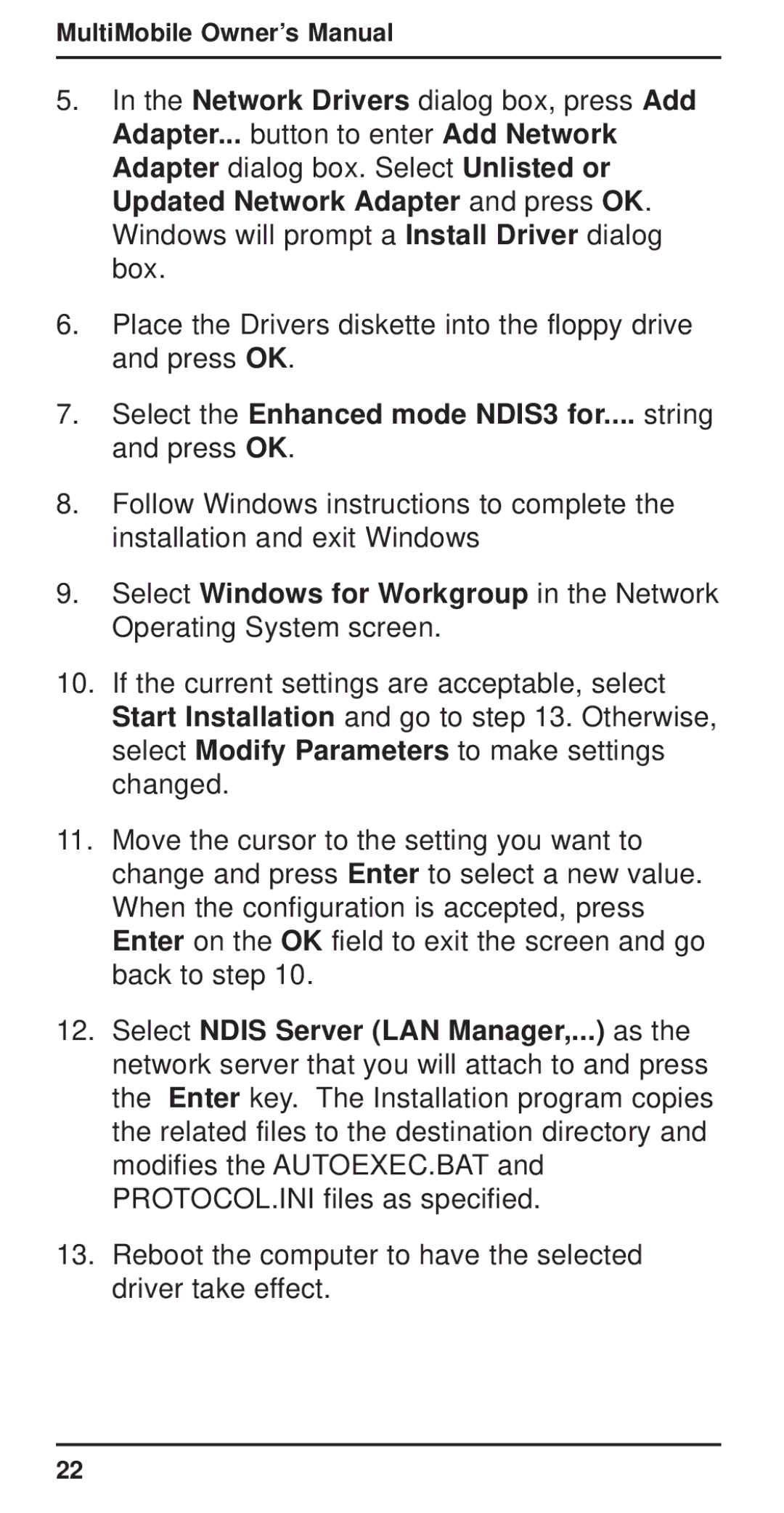 Multi-Tech Systems MT3410ZLX-T/2 owner manual Select the Enhanced mode NDIS3 for.... string and press OK 