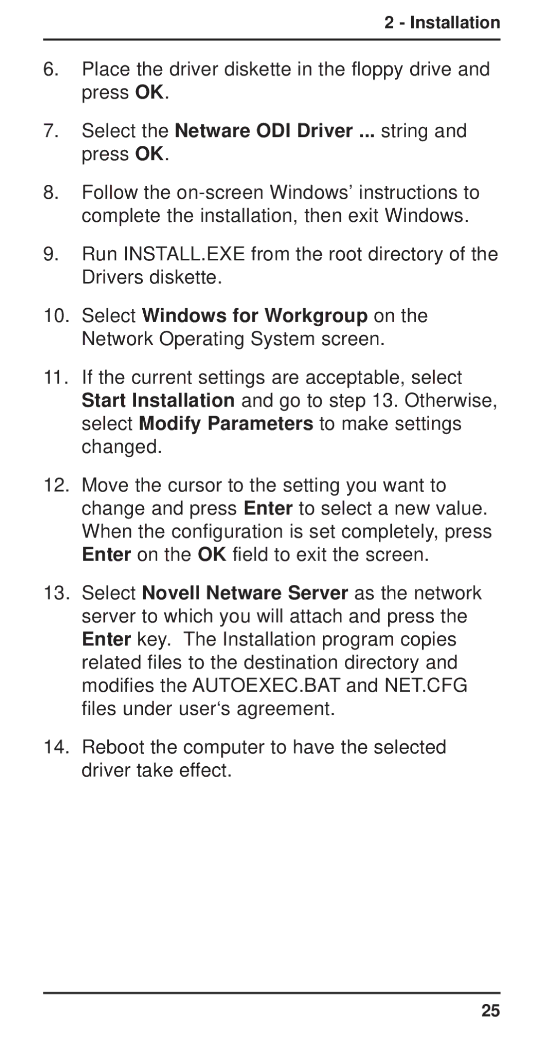 Multi-Tech Systems MT3410ZLX-T/2 owner manual Select the Netware ODI Driver ... string and press OK 