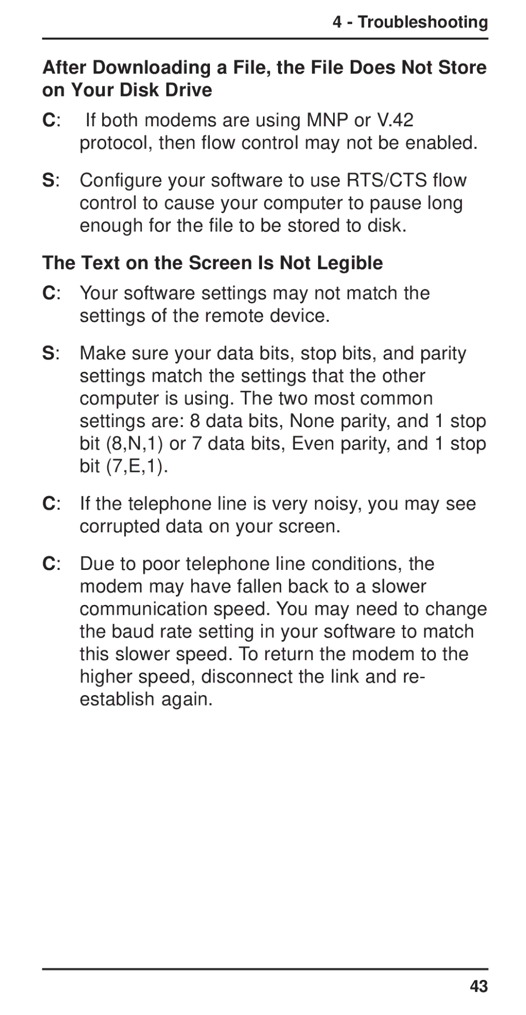 Multi-Tech Systems MT3410ZLX-T/2 owner manual Text on the Screen Is Not Legible 