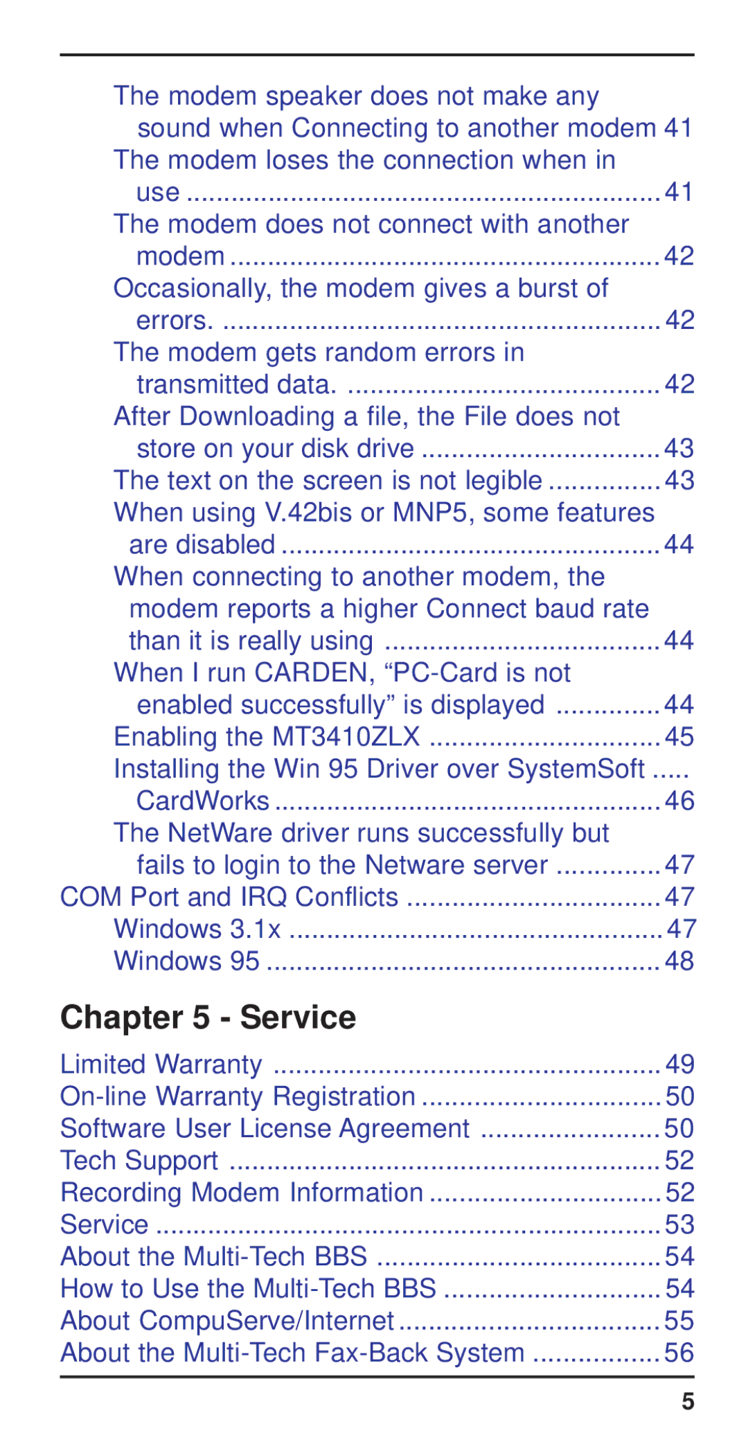 Multi-Tech Systems MT3410ZLX-T/2 owner manual Service 