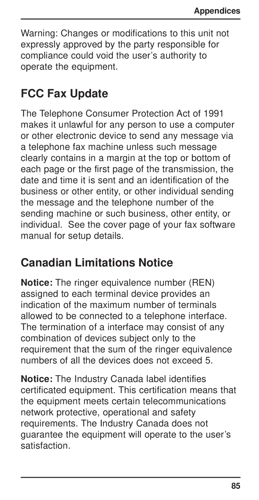 Multi-Tech Systems MT3410ZLX-T/2 owner manual FCC Fax Update, Canadian Limitations Notice 