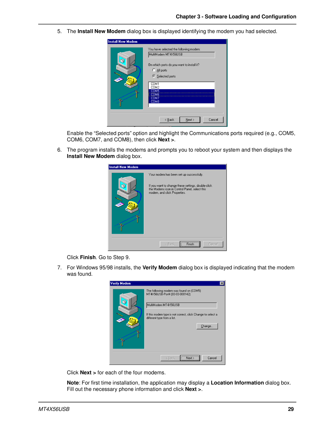 Multi-Tech Systems MT4X56USB manual Software Loading and Configuration 