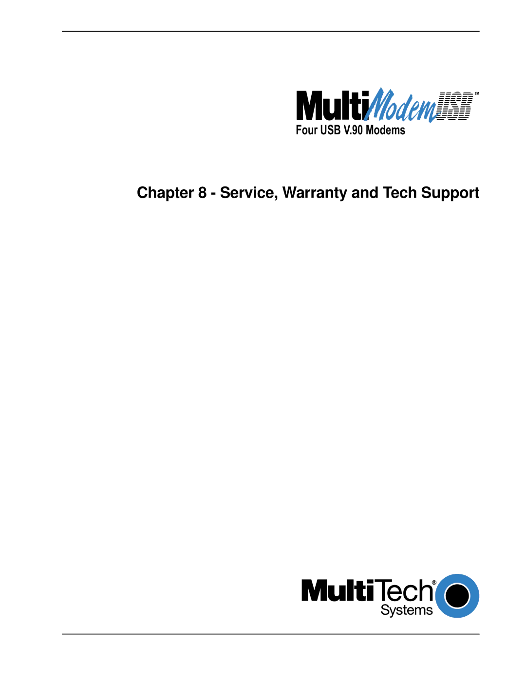 Multi-Tech Systems MT4X56USB manual Service, Warranty and Tech Support 