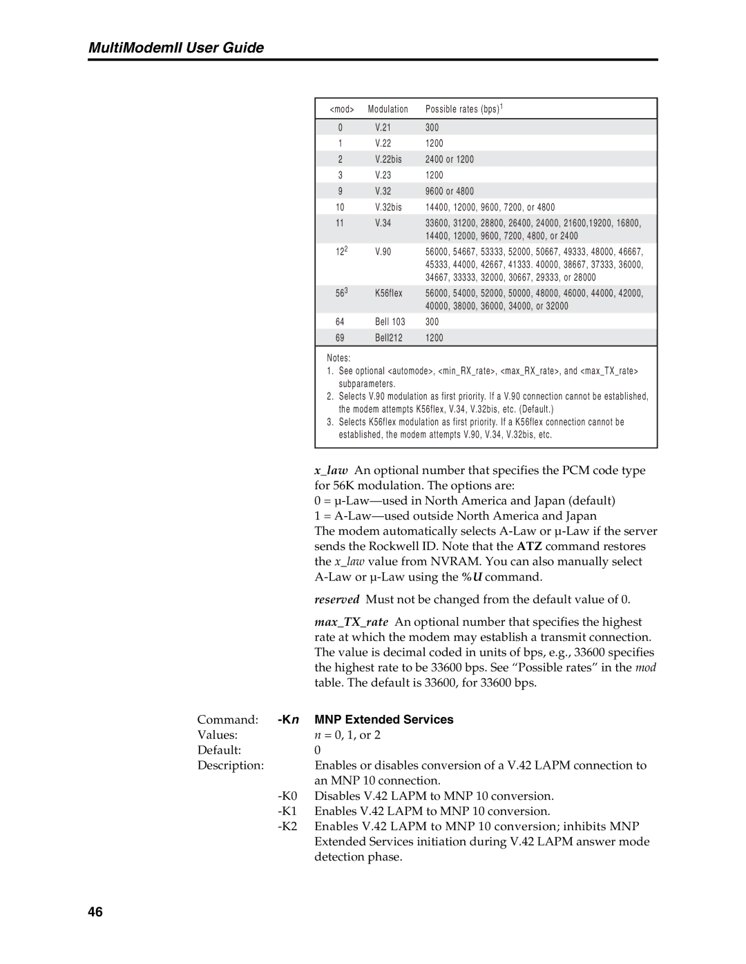 Multi-Tech Systems MT5600BA, MT5600BL manual MNP Extended Services 