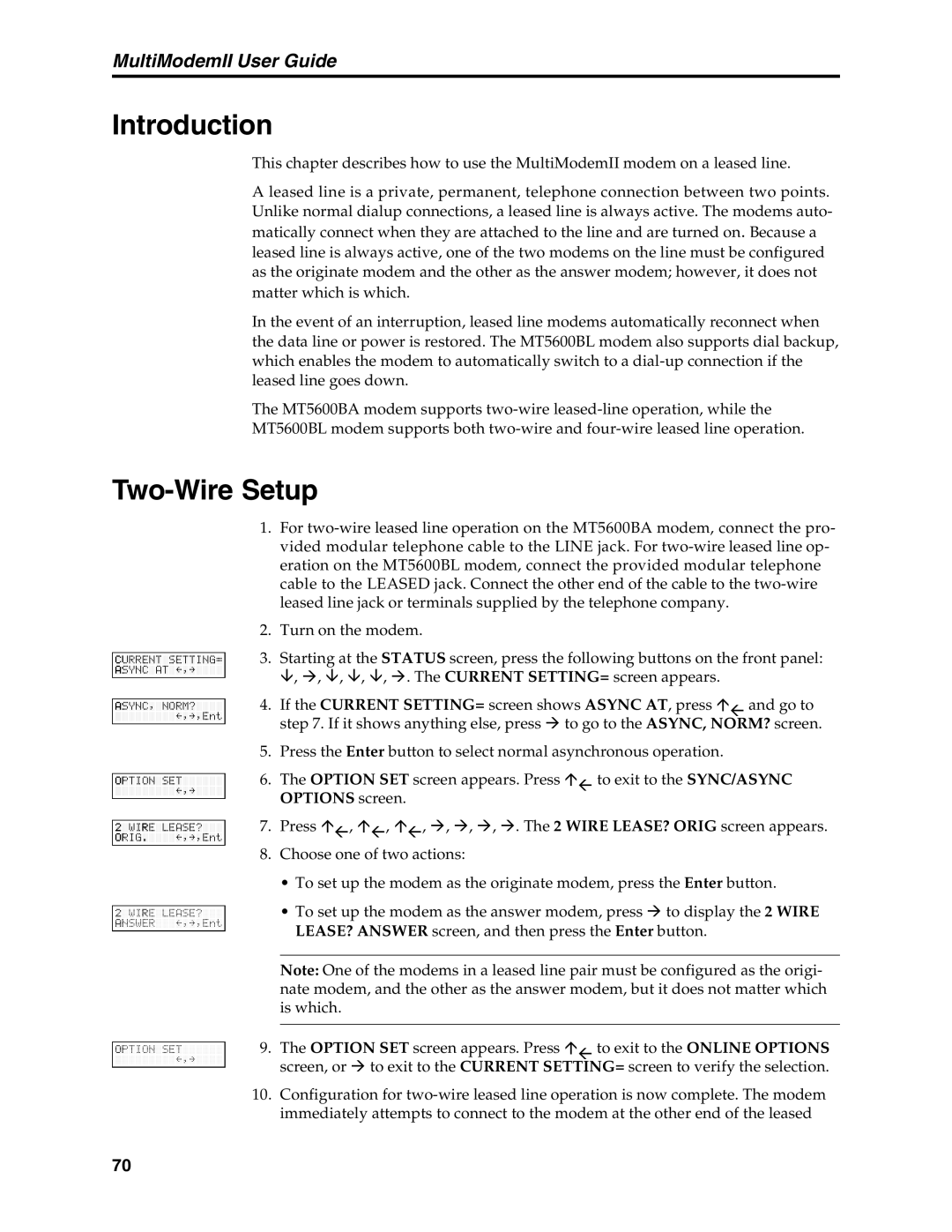 Multi-Tech Systems MT5600BA, MT5600BL manual Introduction, Two-Wire Setup 