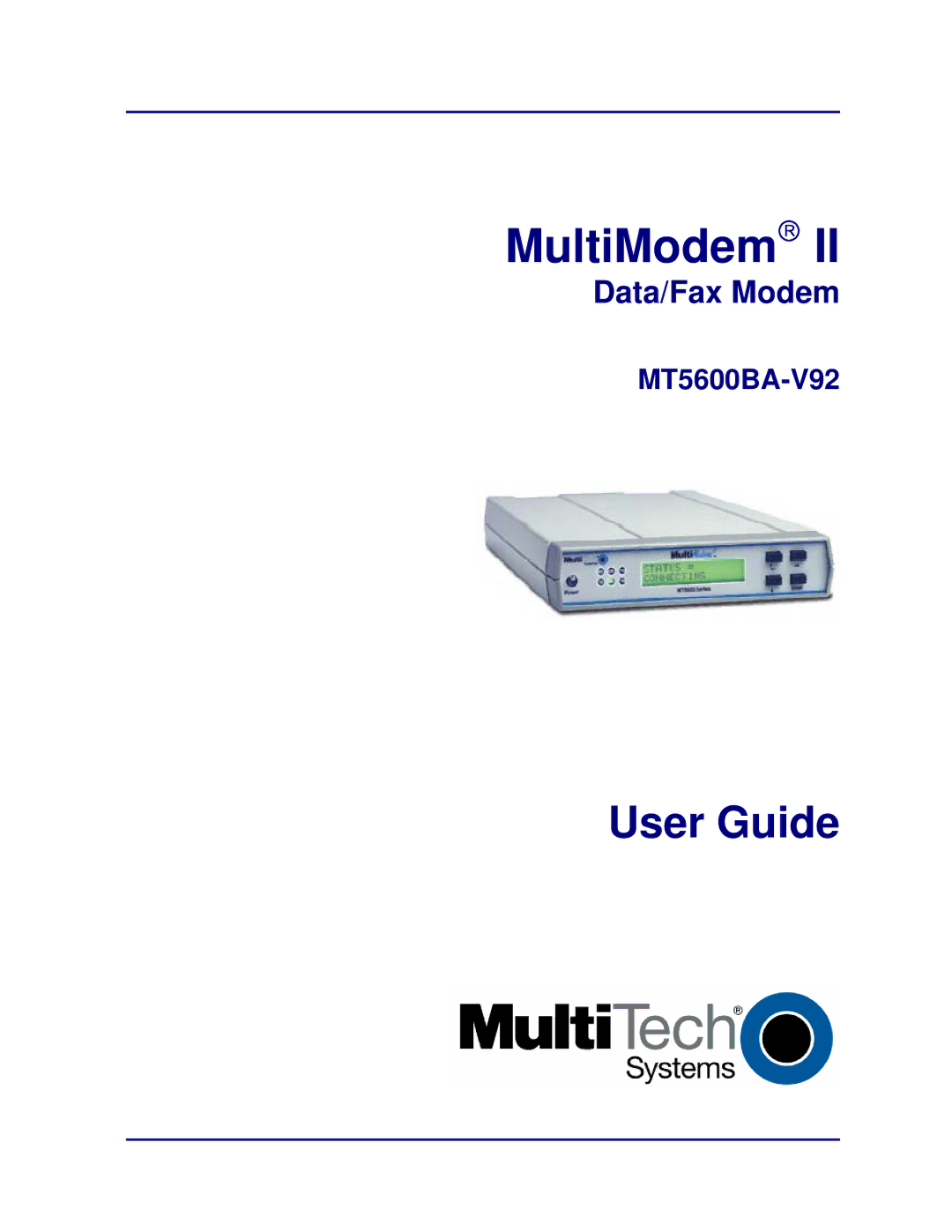 Multi-Tech Systems MT5600BA-V92 manual MultiModem 