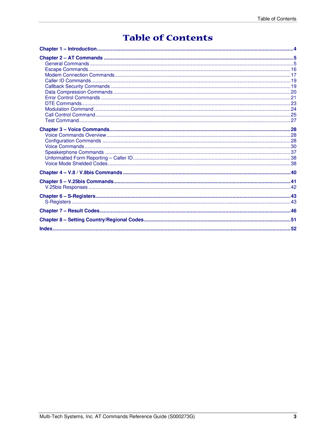 Multi-Tech Systems MT5600BA-V92 manual Table of Contents 