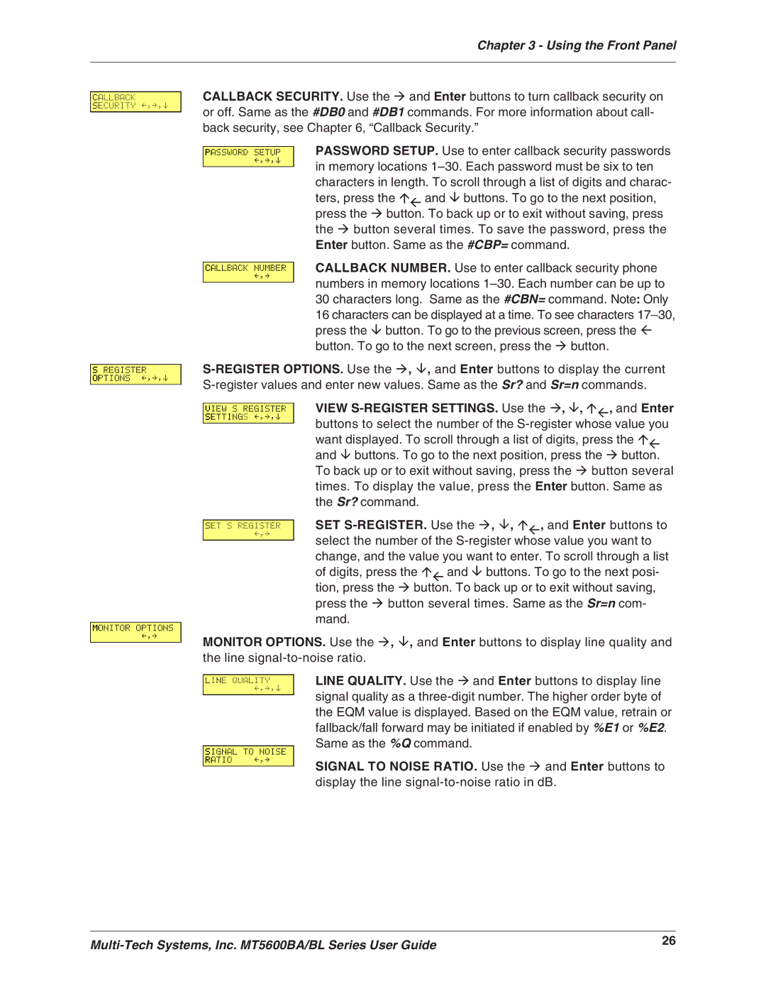 Multi-Tech Systems MT5600BAV.92, MT5600BLV.90, MT5600BAV.90 manual Using the Front Panel 