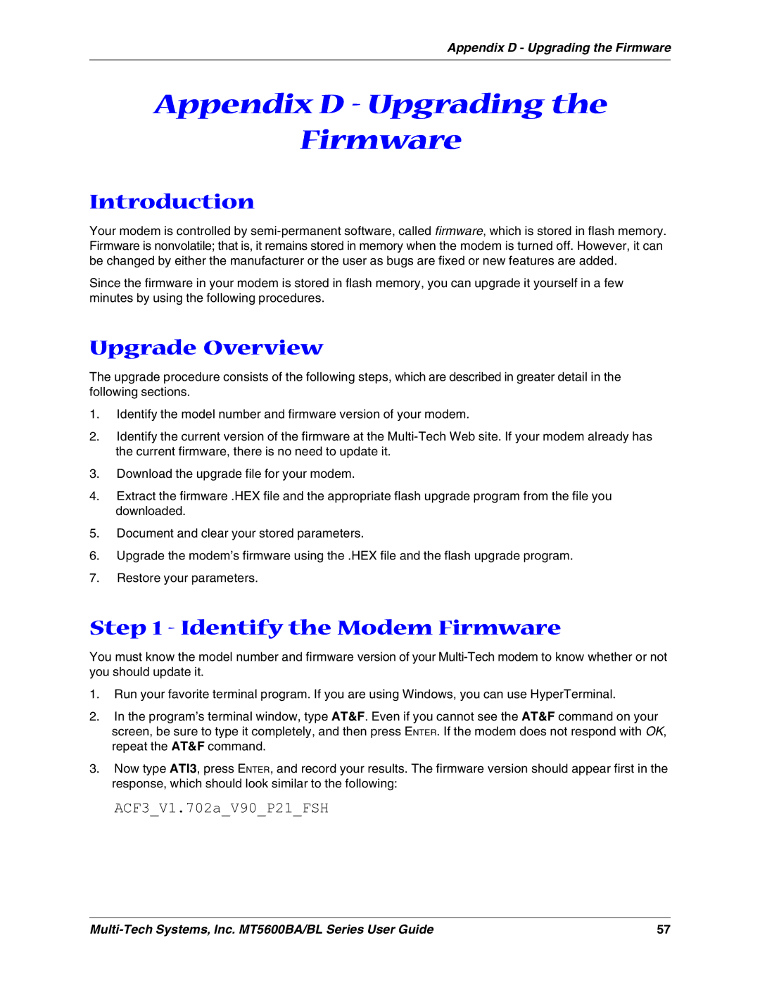 Multi-Tech Systems MT5600BLV.90, MT5600BAV.90, MT5600BAV.92 manual Restore your parameters 