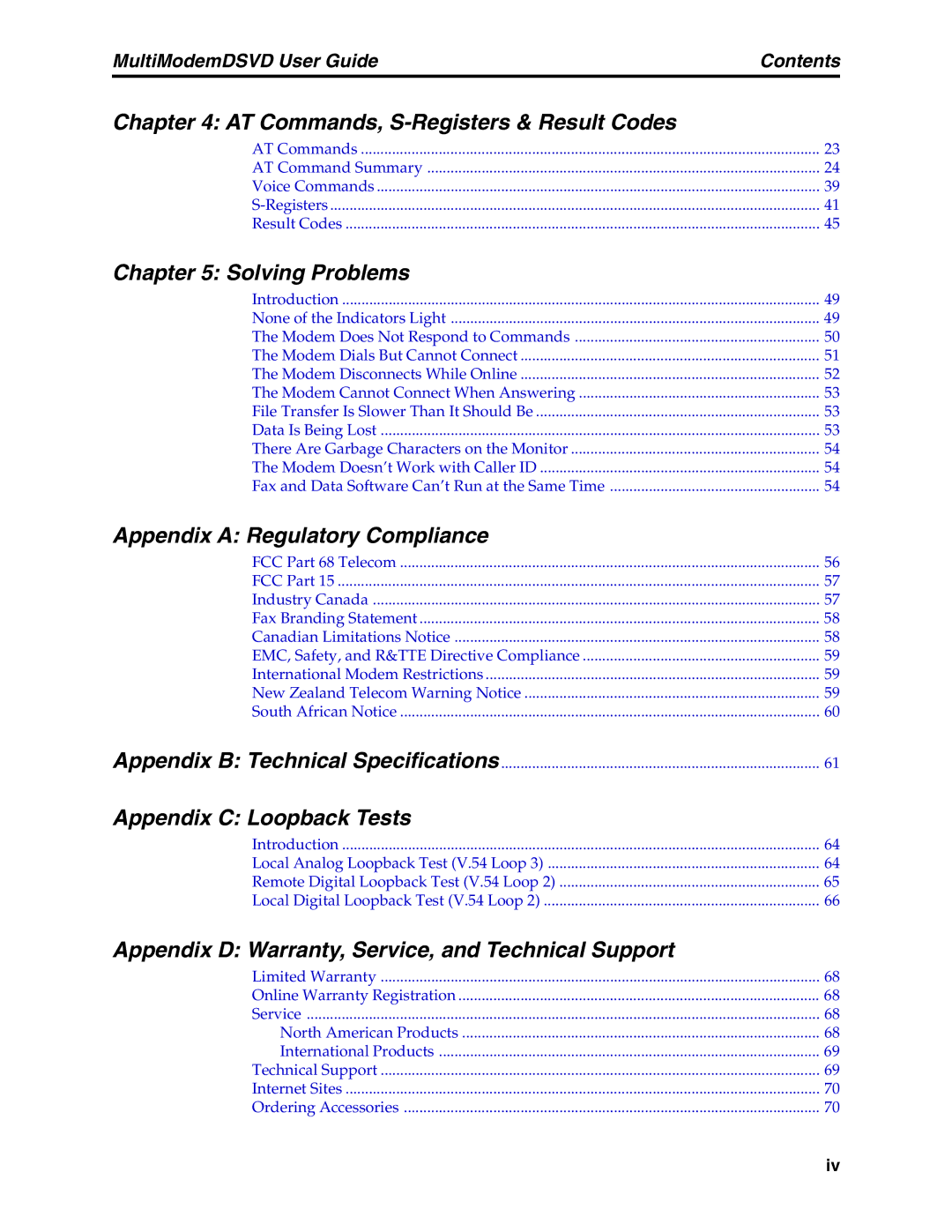 Multi-Tech Systems MT5600DSVD manual AT Commands, S-Registers & Result Codes 