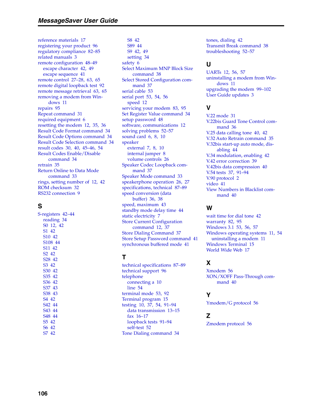 Multi-Tech Systems MT5634MSV manual 106 