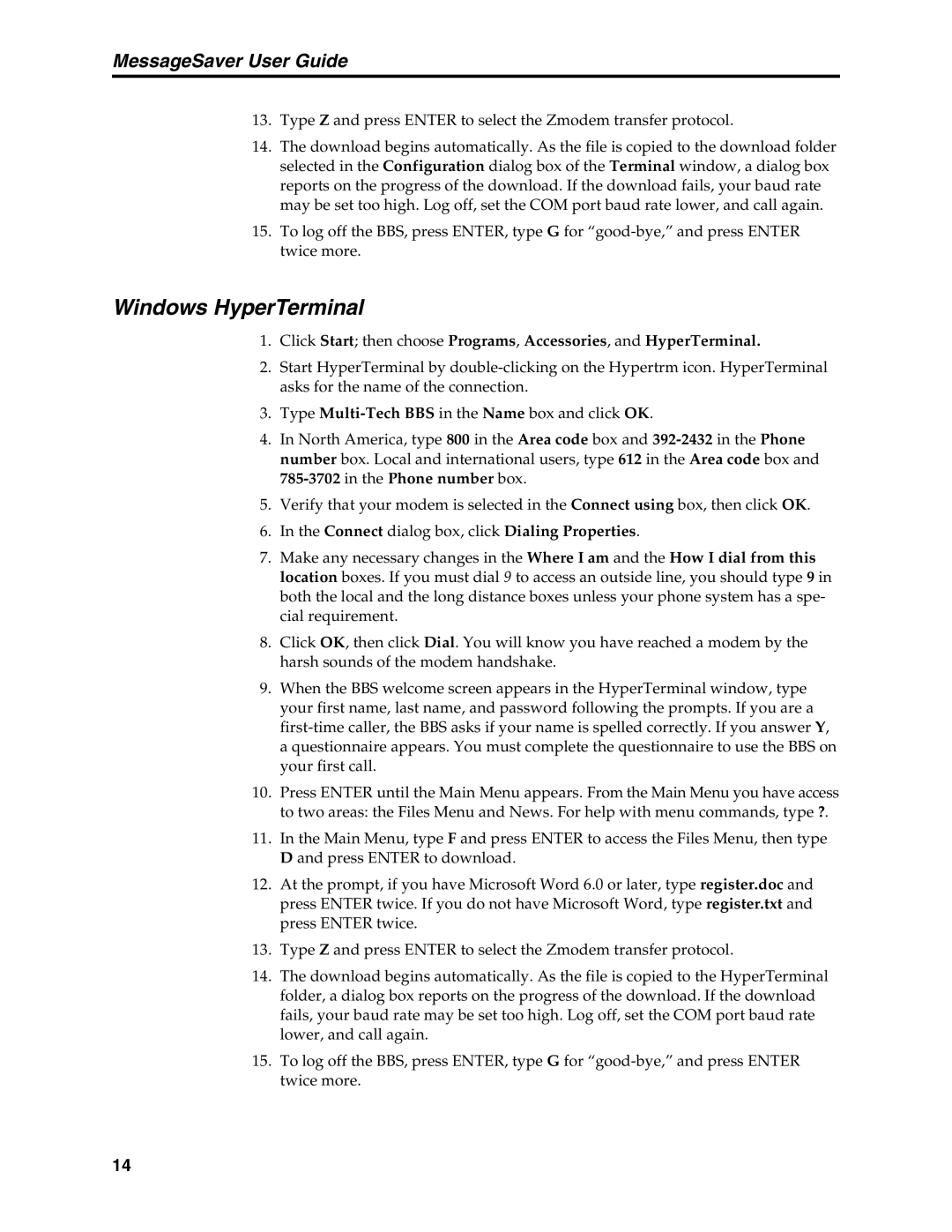 Multi-Tech Systems MT5634MSV manual Windows HyperTerminal 