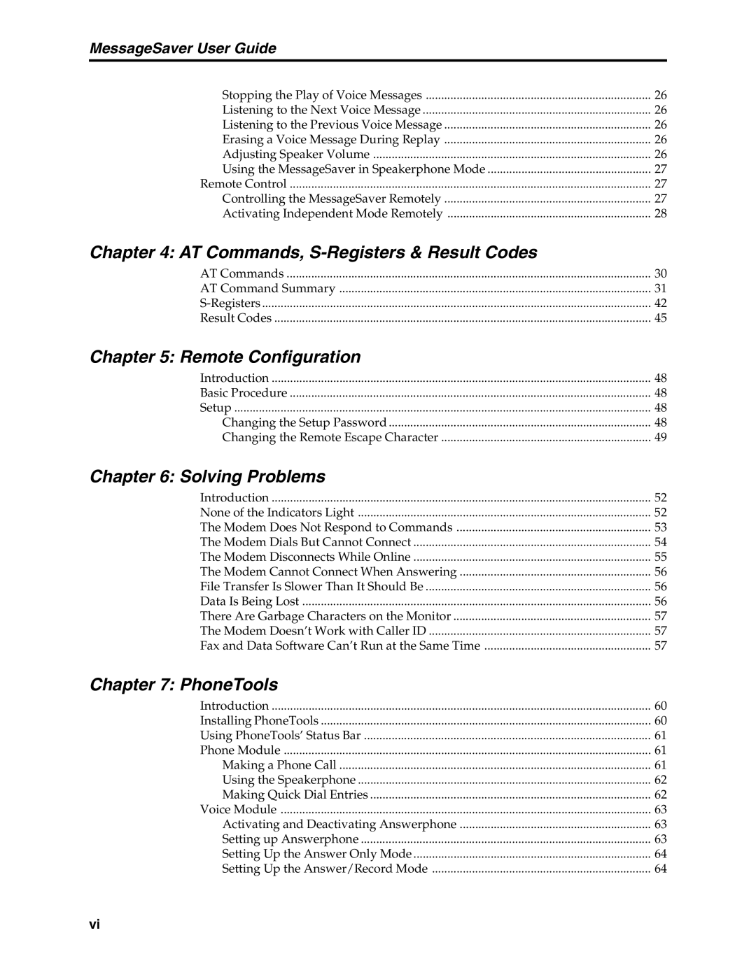 Multi-Tech Systems MT5634MSV AT Commands, S-Registers & Result Codes, Remote Configuration, Solving Problems, PhoneTools 